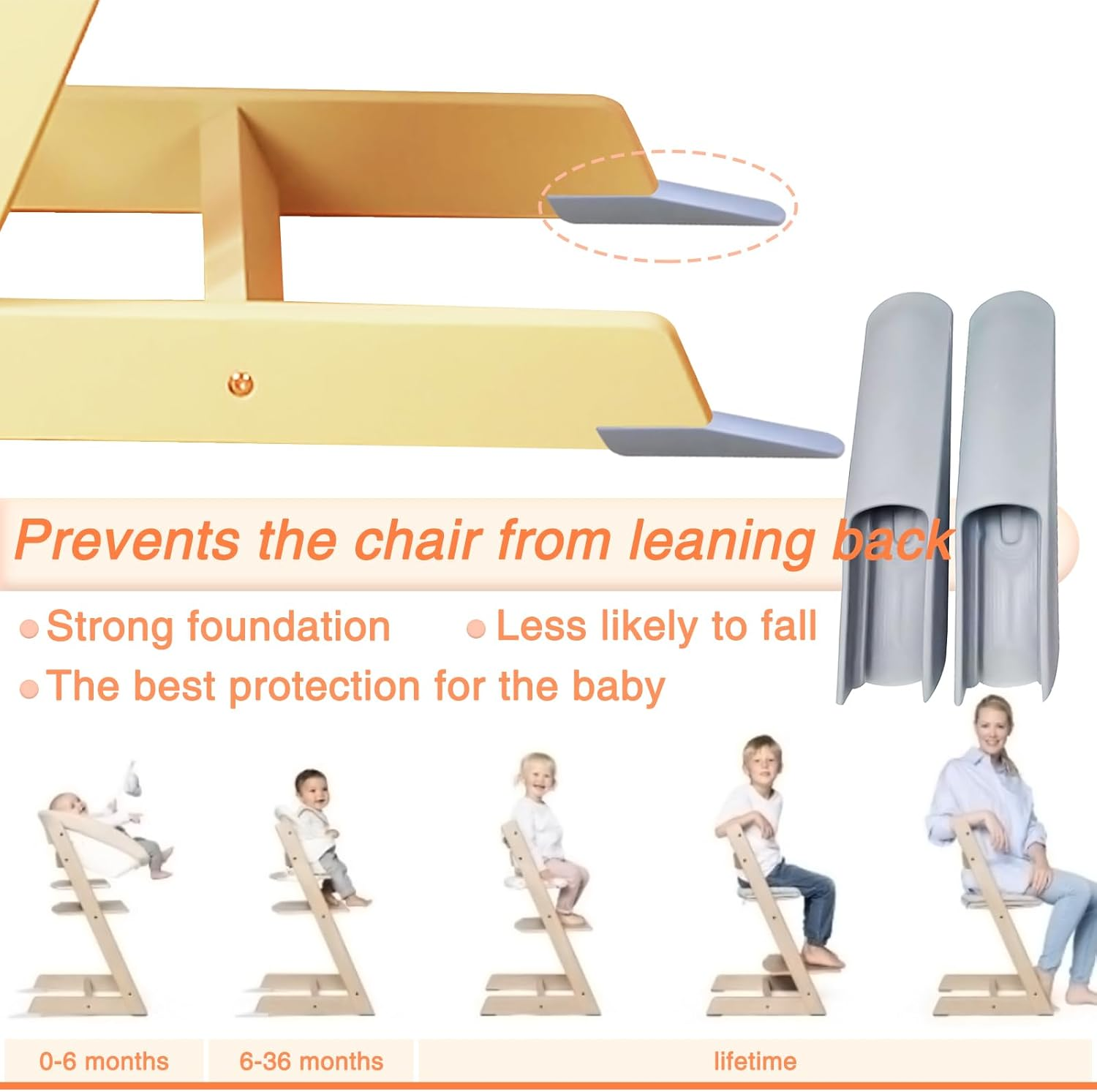 Extended Glider Set Compatible for Stokke Tripp Trapp Highchair - Compatible with Tripp Trapp Models after May 2006 (Storm Grey) image number 1