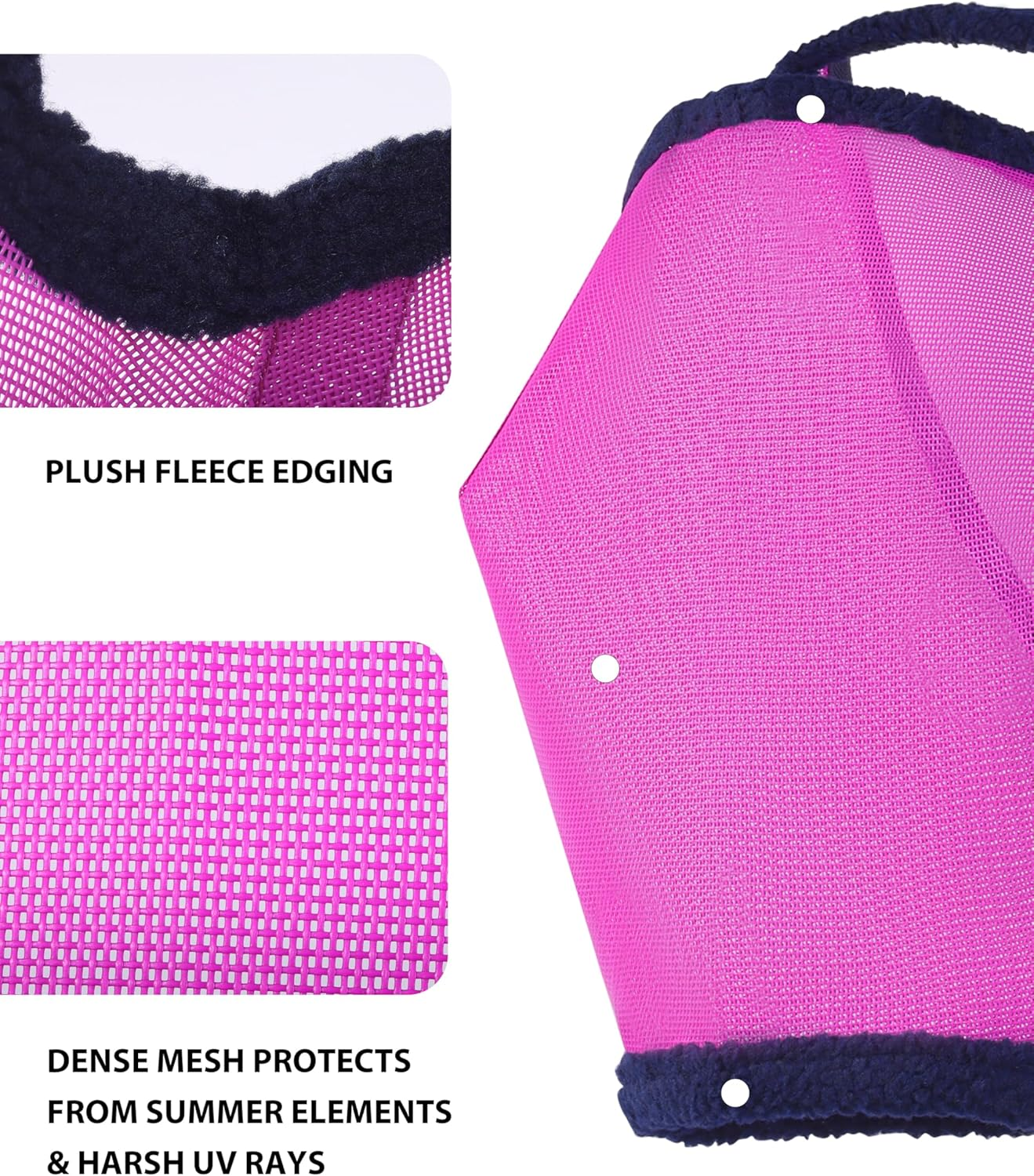 Harrison Howard All round Mesh Horse Fly Mask UV Protective with Fleece Padded Edging Purple L image number 2
