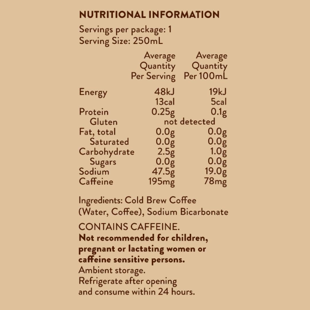 Kind Coffee Long Black Double Espresso - Cold Brew Ready to Drink Coffee, Zero Sugar, No Preservatives, Flavours or Colours, Gluten Free, 250 Ml (Pack of 12) image number 1