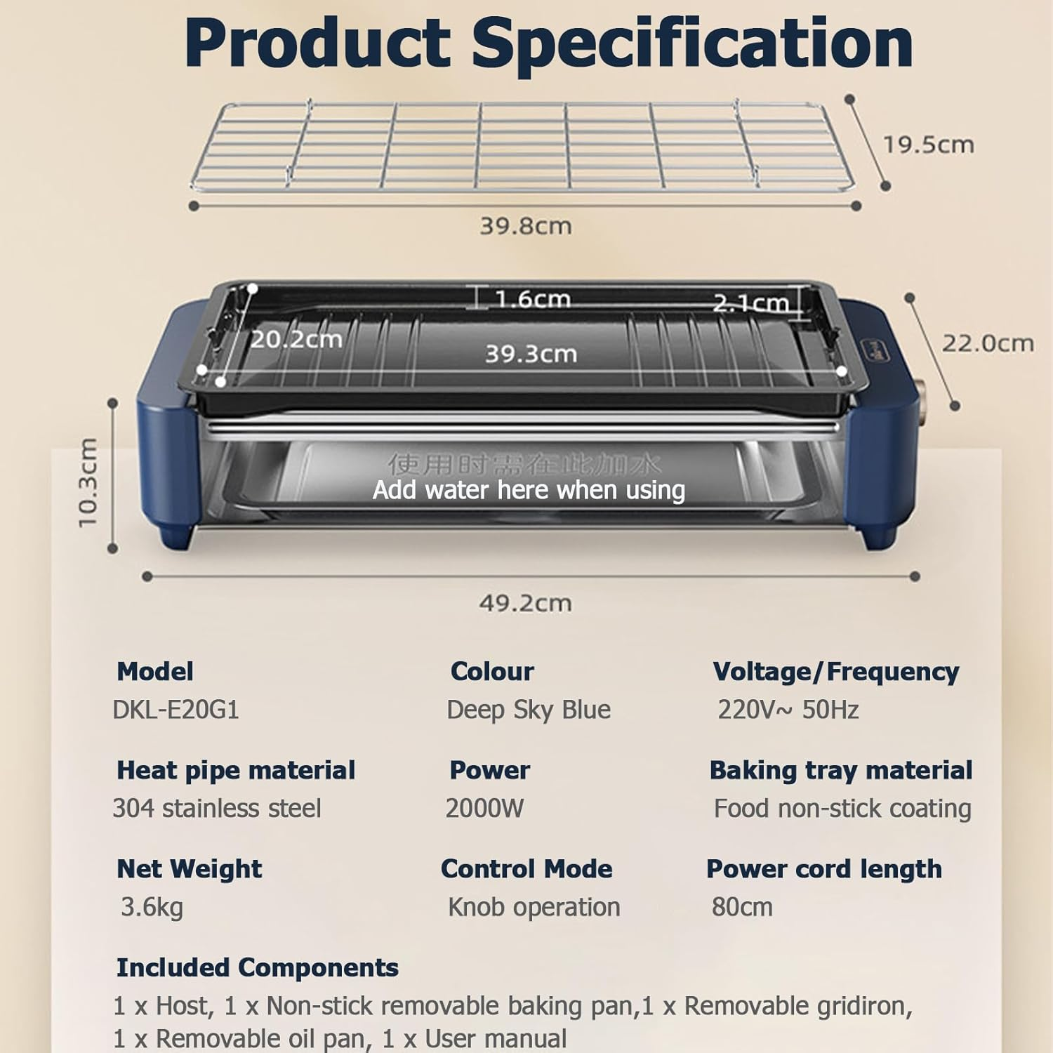 Electric BBQ Grill, 2-In-1 Smokeless Electric Grills with Removable Grill & Non-Stick Baking Pan, Portable Korean BBQ, Knob Temperature Control, 2000W, Dishwasher Safe image number 2