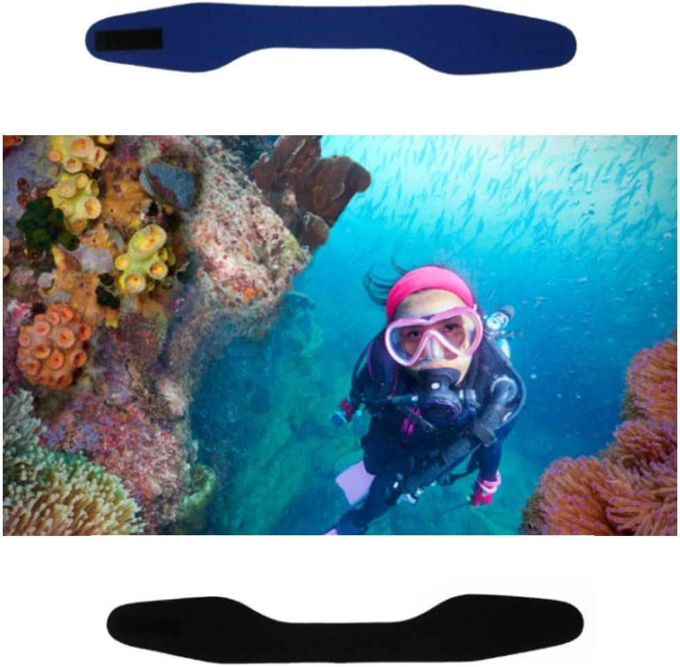 Ear Band for Swimming, 2Pcs Swimming Headband, Elastic Adjustable Ear Band Waterproof Ear Plugs Guard for Fitness Sweatband Yoga Supplies Blue image number 4