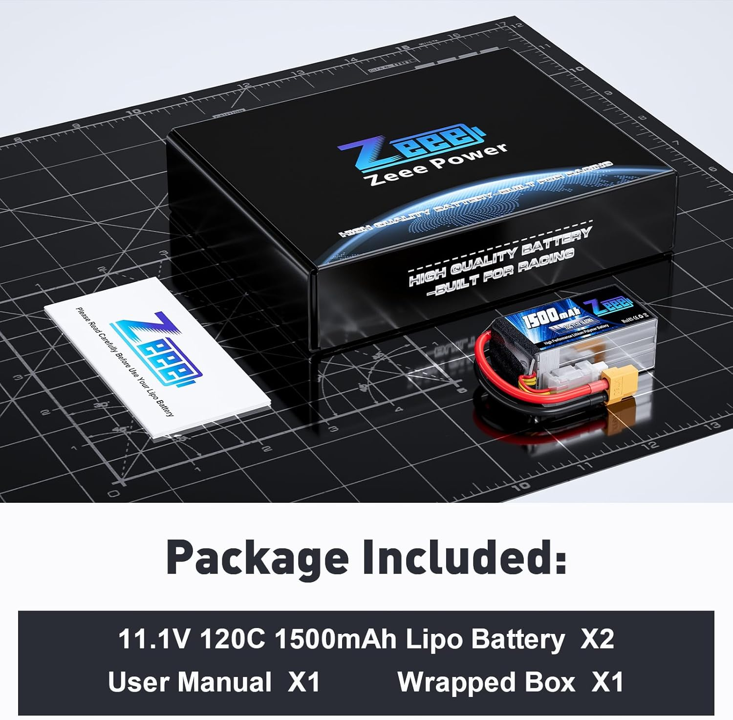 Zeee 3S Lipo Battery 1500Mah 11.1V 120C RC Battery with XT60 Plug for RC Models FPV Drone Quadcopter Helicopter Airplane Boat Car (2 Pack) image number 5
