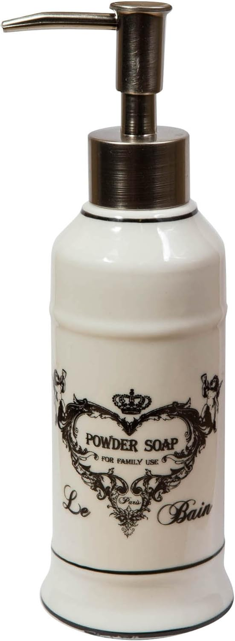 4 Piece White Porcelain Decorated Powder Soap Bathroom Set W25Xdp10Xh21 Cm Sized image number 6