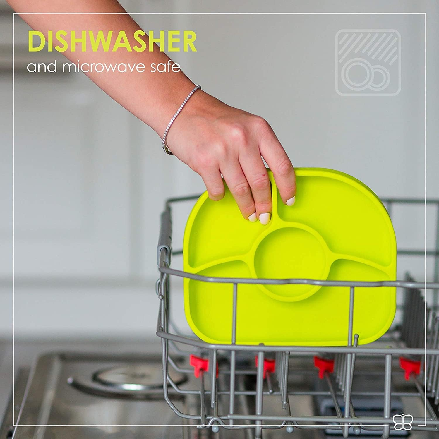 Bbluv - Y&uuml;mi - Anti-Spill Silicone Suction Plate & Spoon Set (Lime)