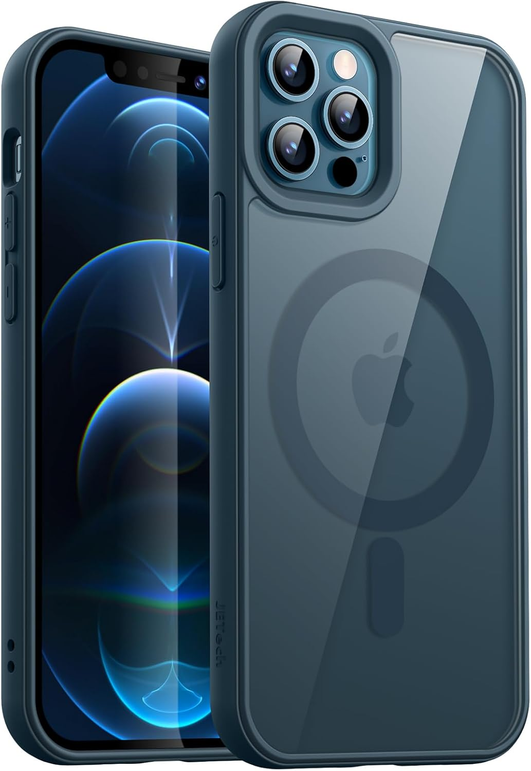 Jetech Magnetic Case for Iphone 12/12 Pro 6.1-Inch Compatible with Magsafe, Shockproof Phone Bumper Cover, Solid Color Matte TPU Frame, Anti-Scratch Clear Back (Purple)