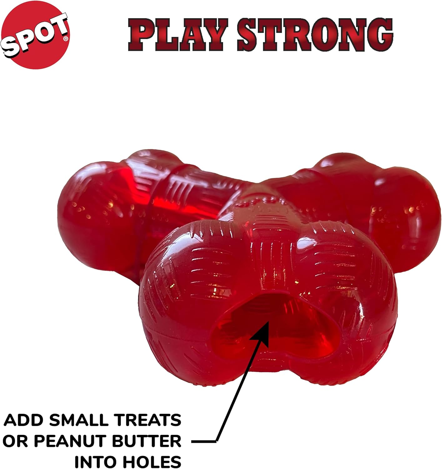 SPOT by Ethical Products - Play Strong - Trident Bone - Dog Toy for Aggressive Chewers Interactive Durable Dog Toy Red 6-Inch image number 3
