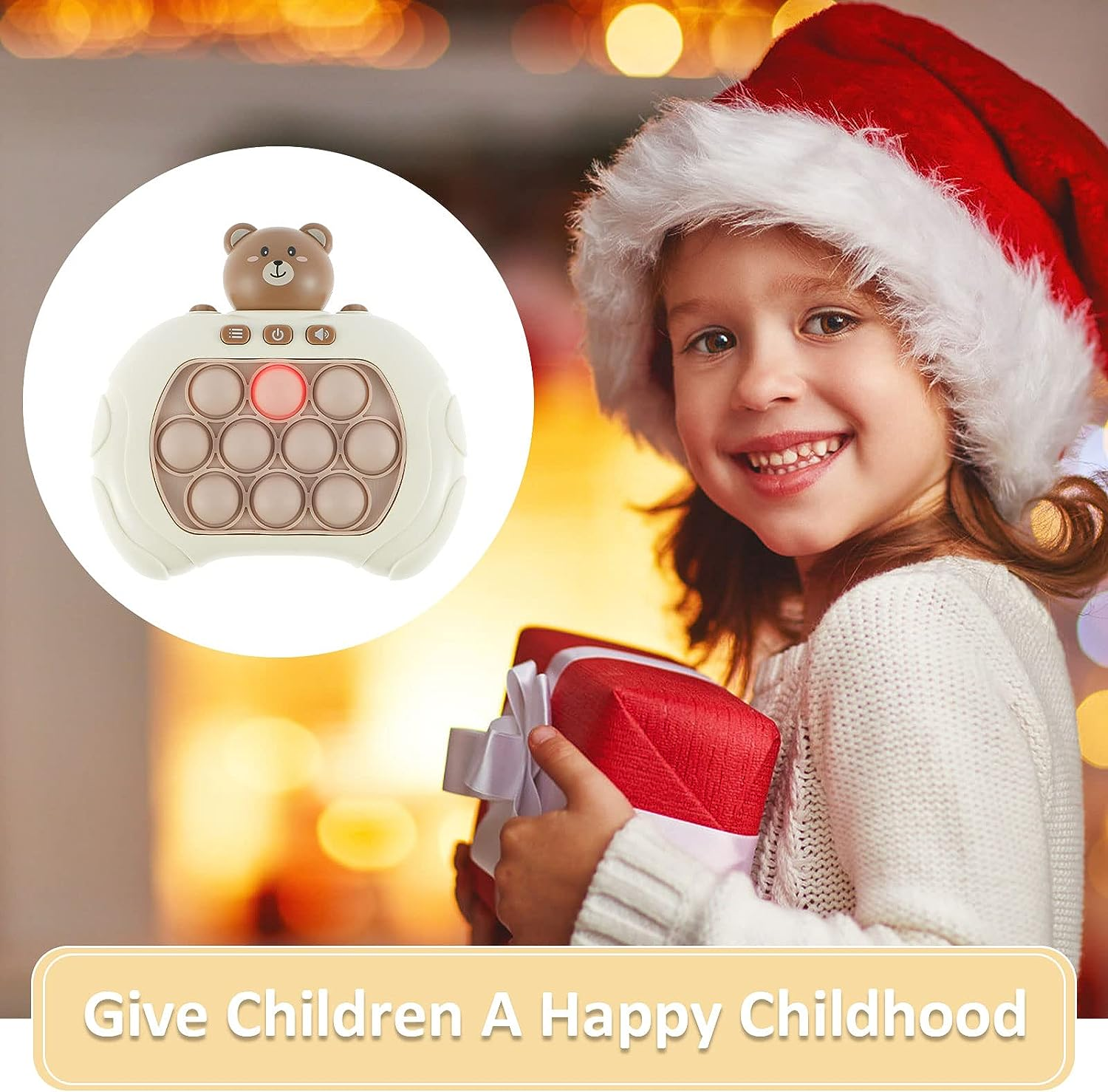 Game Machine,4 Playing Modes Battery Powered Portable,Push Pop Sensory Toys for Kids Pop Puzzle Game,Electronic Handheld Light-Uptoy for Teenagers Adults Stress Relief (Bear) image number 2