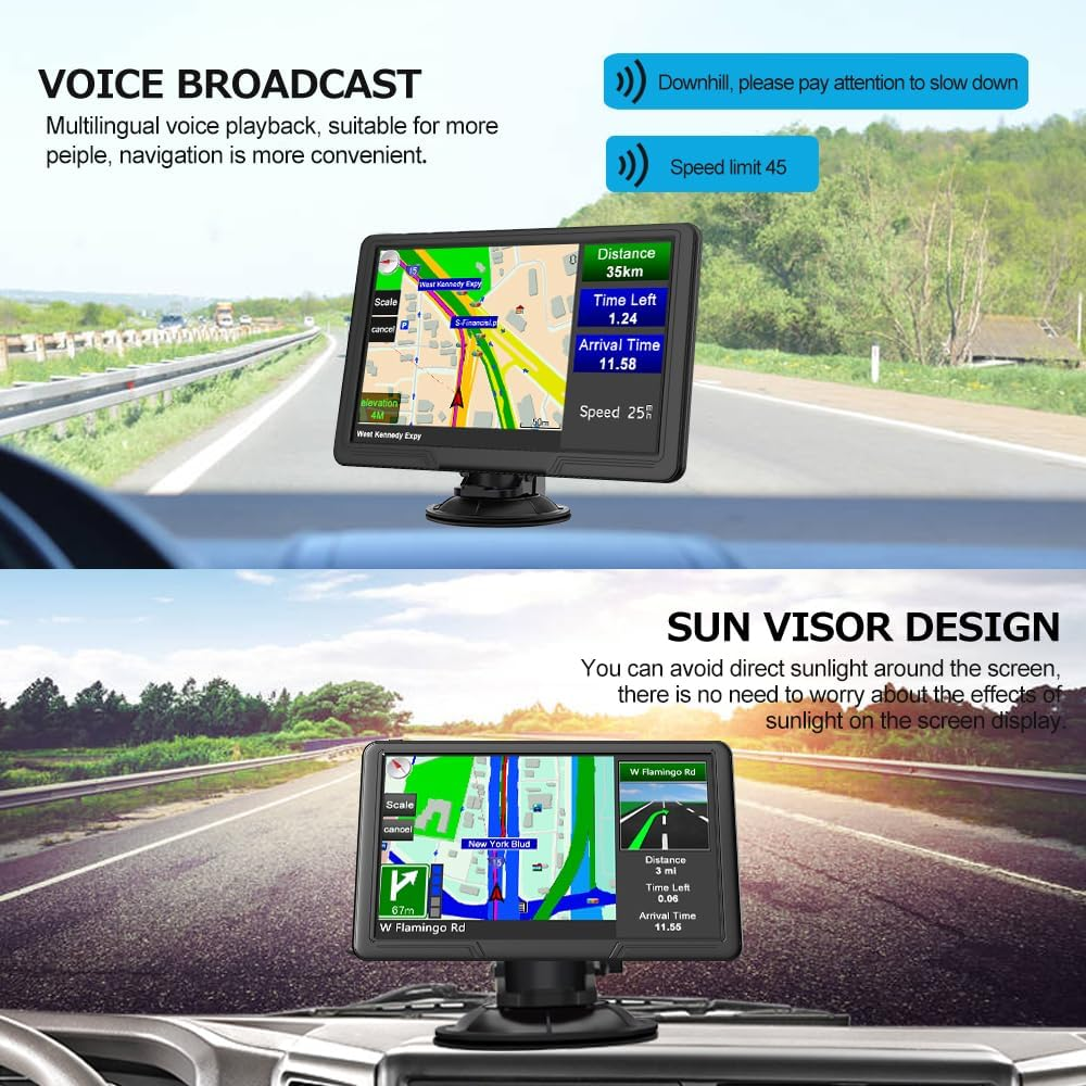 9 Inch Bluetooth GPS Navigation for Cars Australia, Stand on Car Dashboard Sat Nav for Trucks Lorry Maps Updates POI Postcode Search image number 5