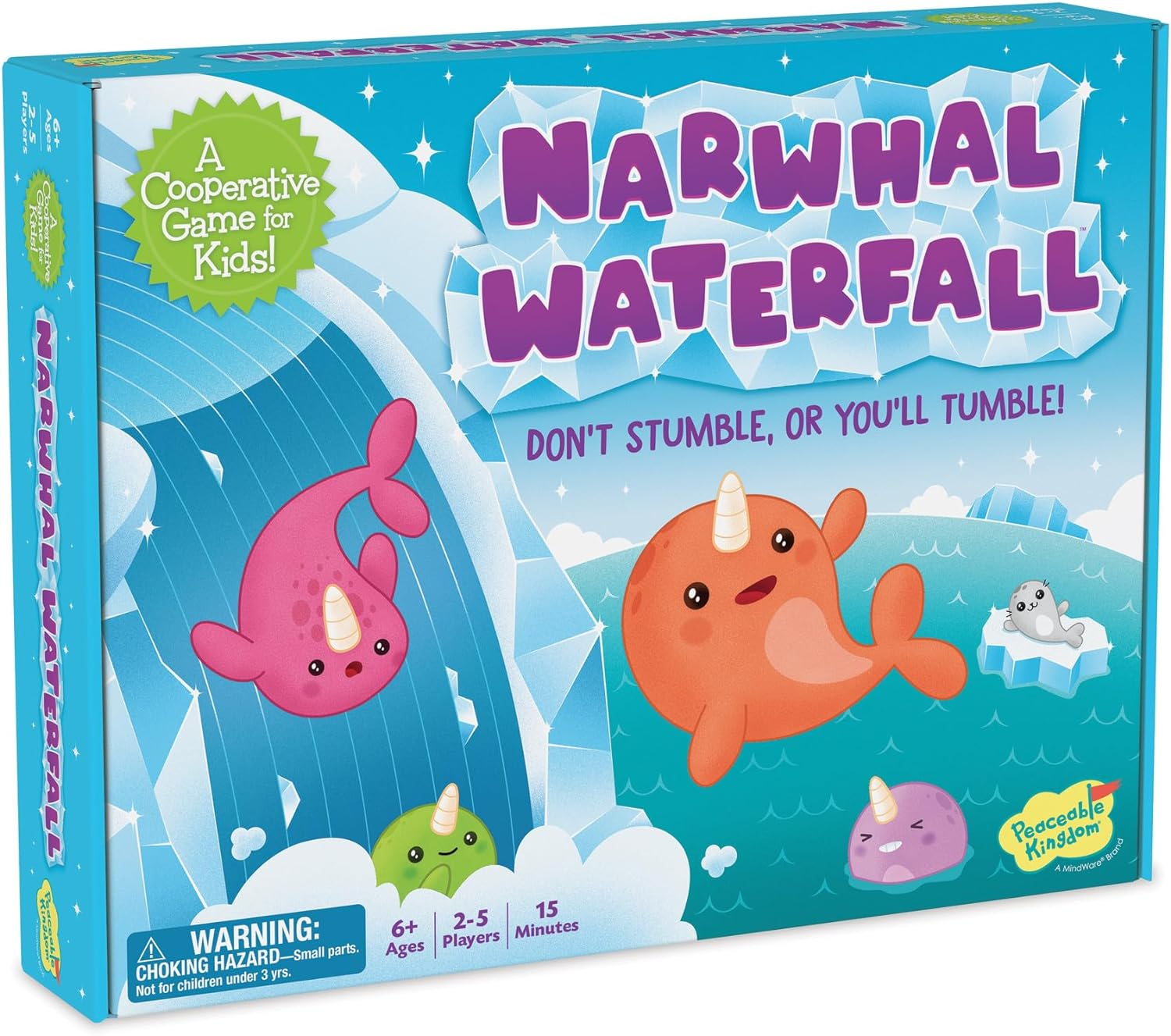 Peaceable Kingdom | Narwhal Waterfall Cooperative Game &ndash; Fun Games for Kids Ages 6 and up - Fast-Paced Kid Board Games &ndash; Includes Moving Gameboard for Extra Excitement image number 5