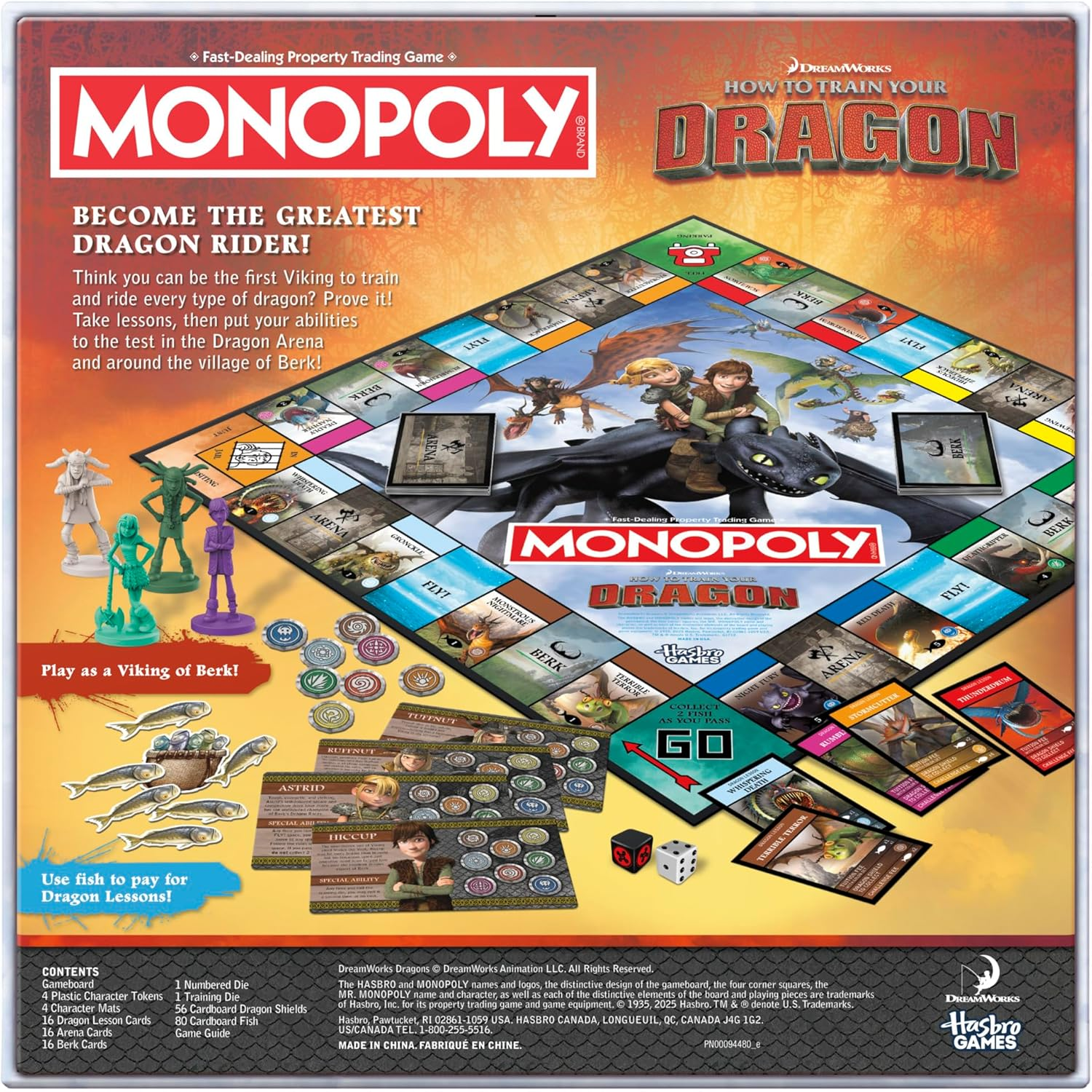 Hasbro Gaming Dreamworks How to Train Your Dragon Edition Monopoly Board Game | Ages 8+ | 2 to 4 Players | 45 Mins. | Fun Family Games for Kids, Teens, and Adults | Kids Gifts image number 1