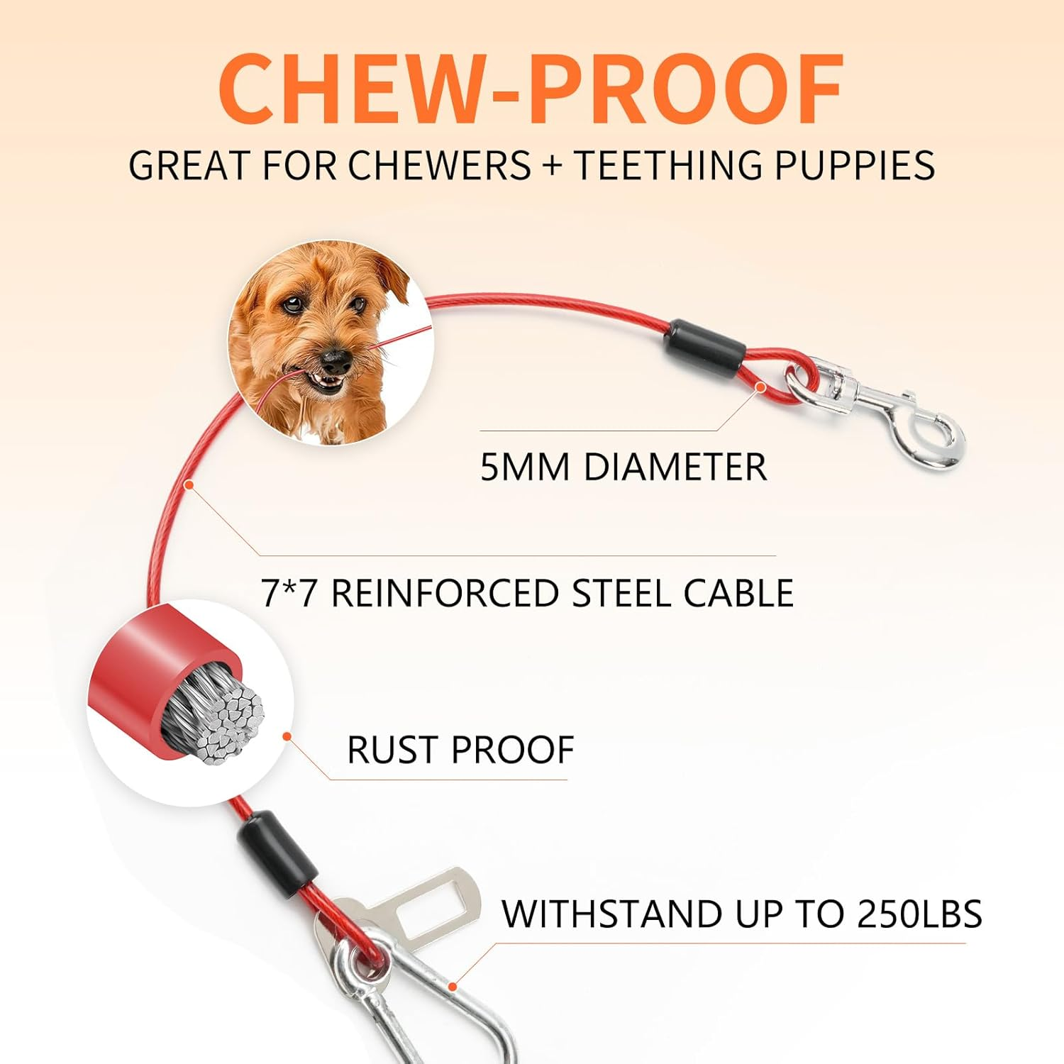 Dog Seat Belt for Car, 2Pcs Chew Proof Dog Tether Cable(32Inch Red)