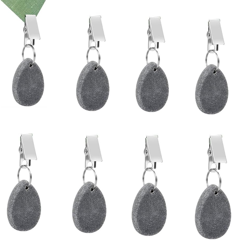 8Pcs Tablecloth Weights Hangers,Outdoor Tablecloth Weights, Tear Drop Marble Tablecover Weights, Tablecloth Pendant, Stone Table Scale, Family Dining Table Decoration, Metal Clotheslinger (Drop-Grey) image number 3