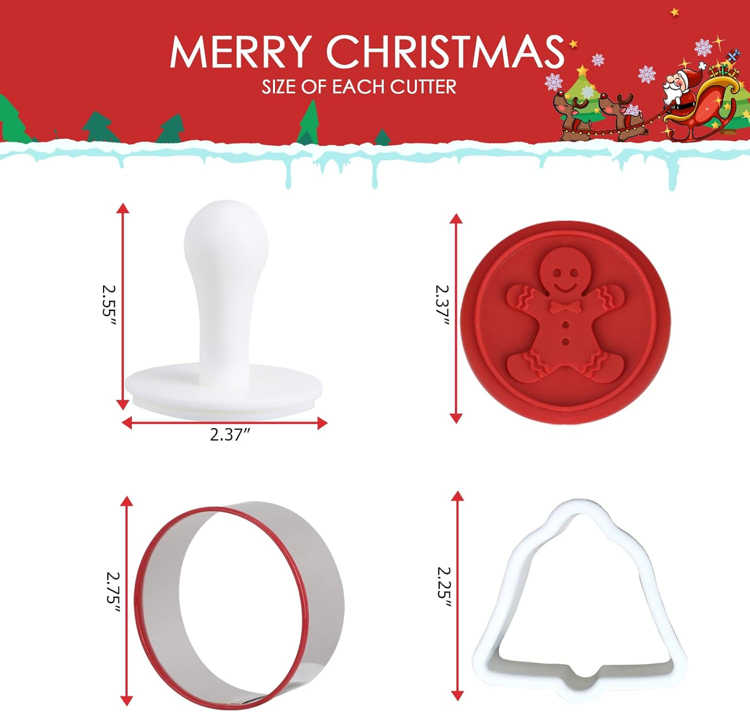 7PCS, Cute Christmas Silicone Cookie Stamps Set Included 6 Stamps and 1 Cookie Cutter Cuts, Homemade Xmas Cookies Stamps for DIY Baking, Cookies Embossing Mold for Holiday Party, BPA Free