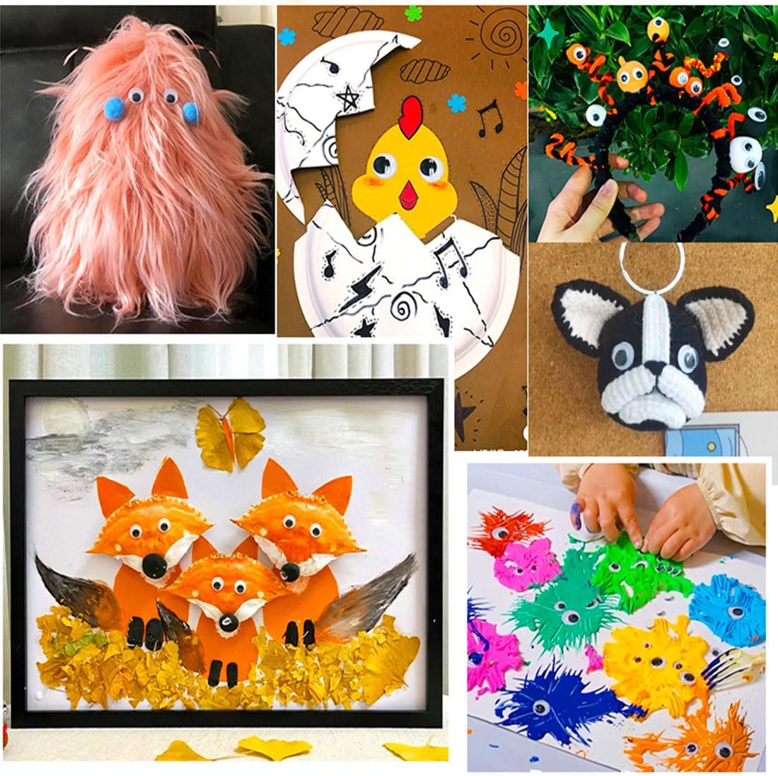 1280 PCS Googly Eyes for Crafts，Googly Eyes Self Adhesive Black White Plastic Googlys Eyess ，Mixed Assorted Sizes Sticker Eyess for DIY Crafts Decoration image number 3