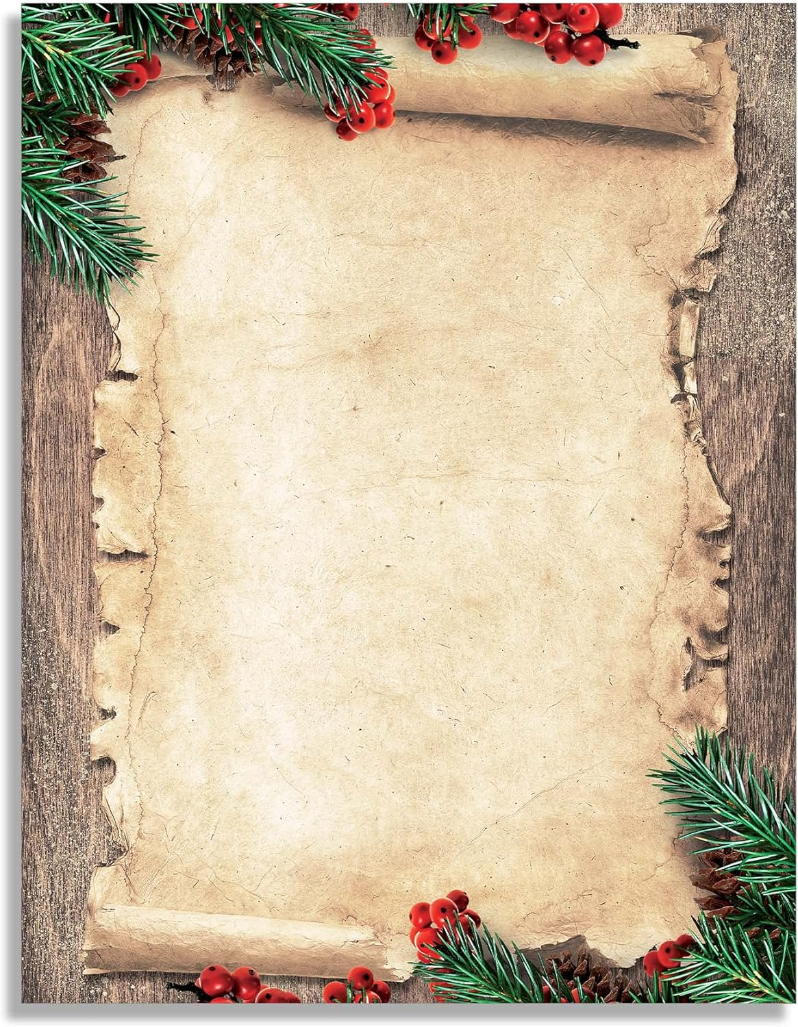 Naughty or Nice Christmas Stationery Paper - 80 Sheets of Holiday Letterhead - 8.5 X 11 Printer Paper for Letters, Invites & Flyers - Printable with Inkjet & Laser Printers