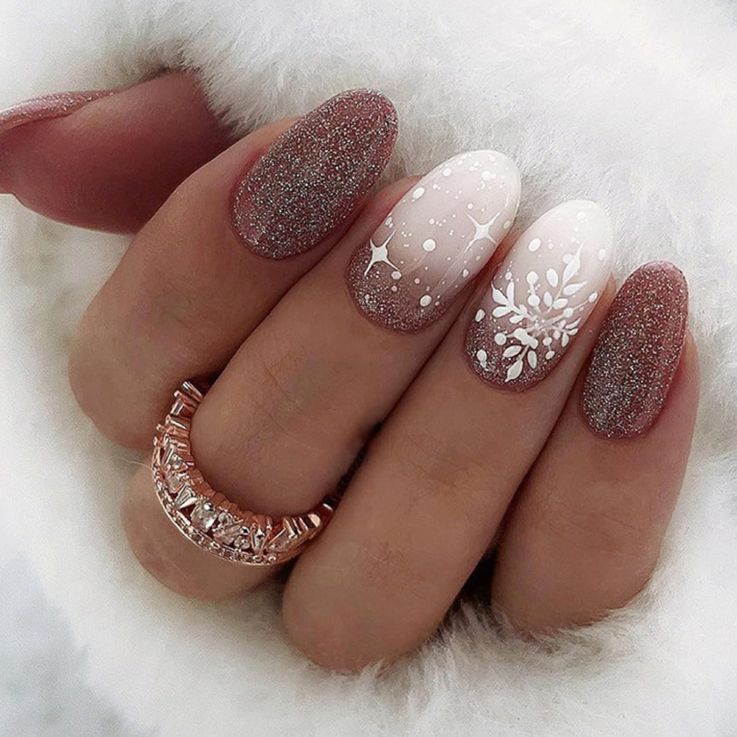 Folmywy Christmas False Nails 24Pcs Artificial Nails Fake Fingernails Press on Nails Full Cover Nails for Women Girls Christmas DIY Glossy Red Reindeer Nail Art Decor