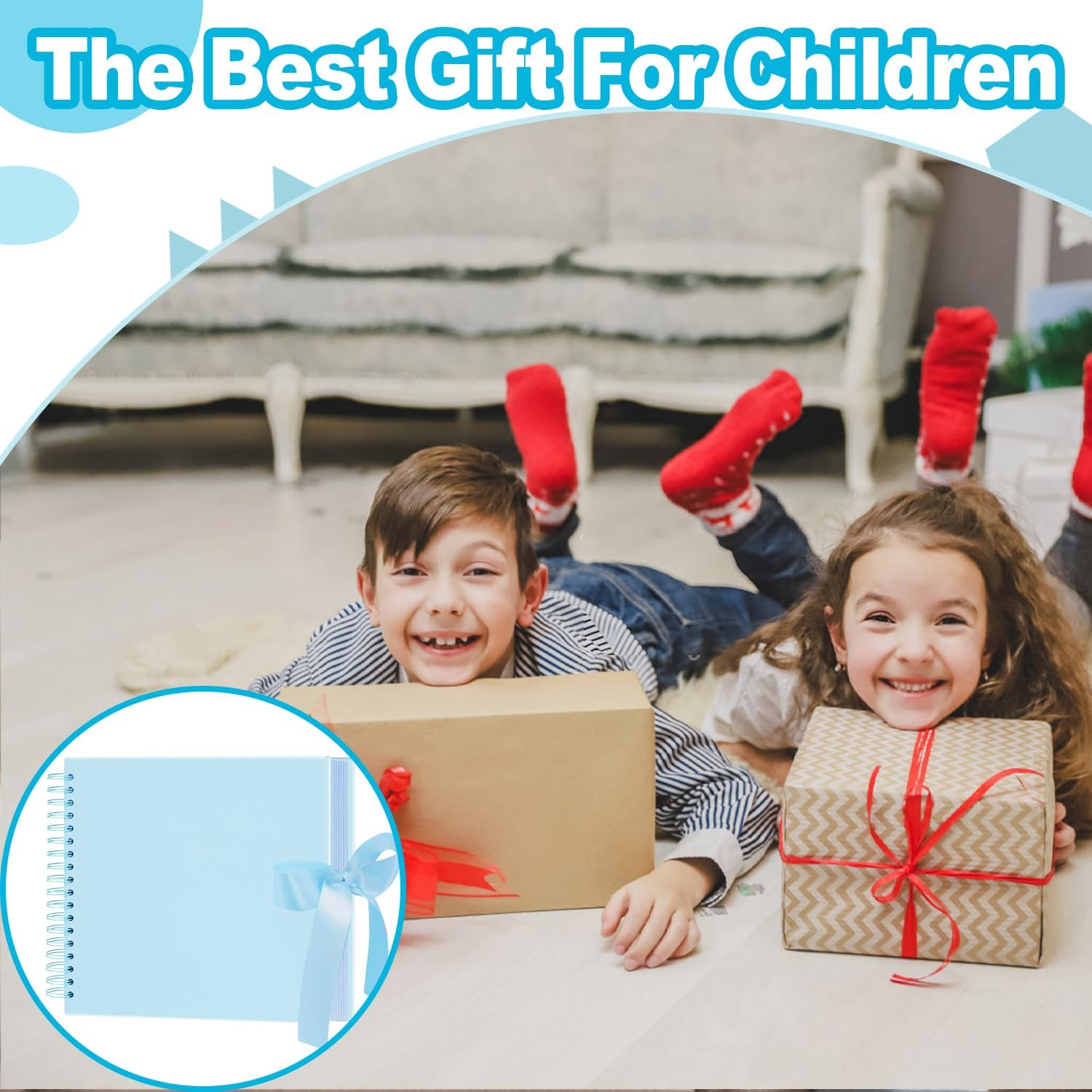 Scrapbook Photo Album, 8-Inch Personalized Photo Book, DIY Memory Album with 3 Album Stickers, Square Hardcover Scrapbook for Wedding, Babies and Anniversaries, 30 Sheets image number 3