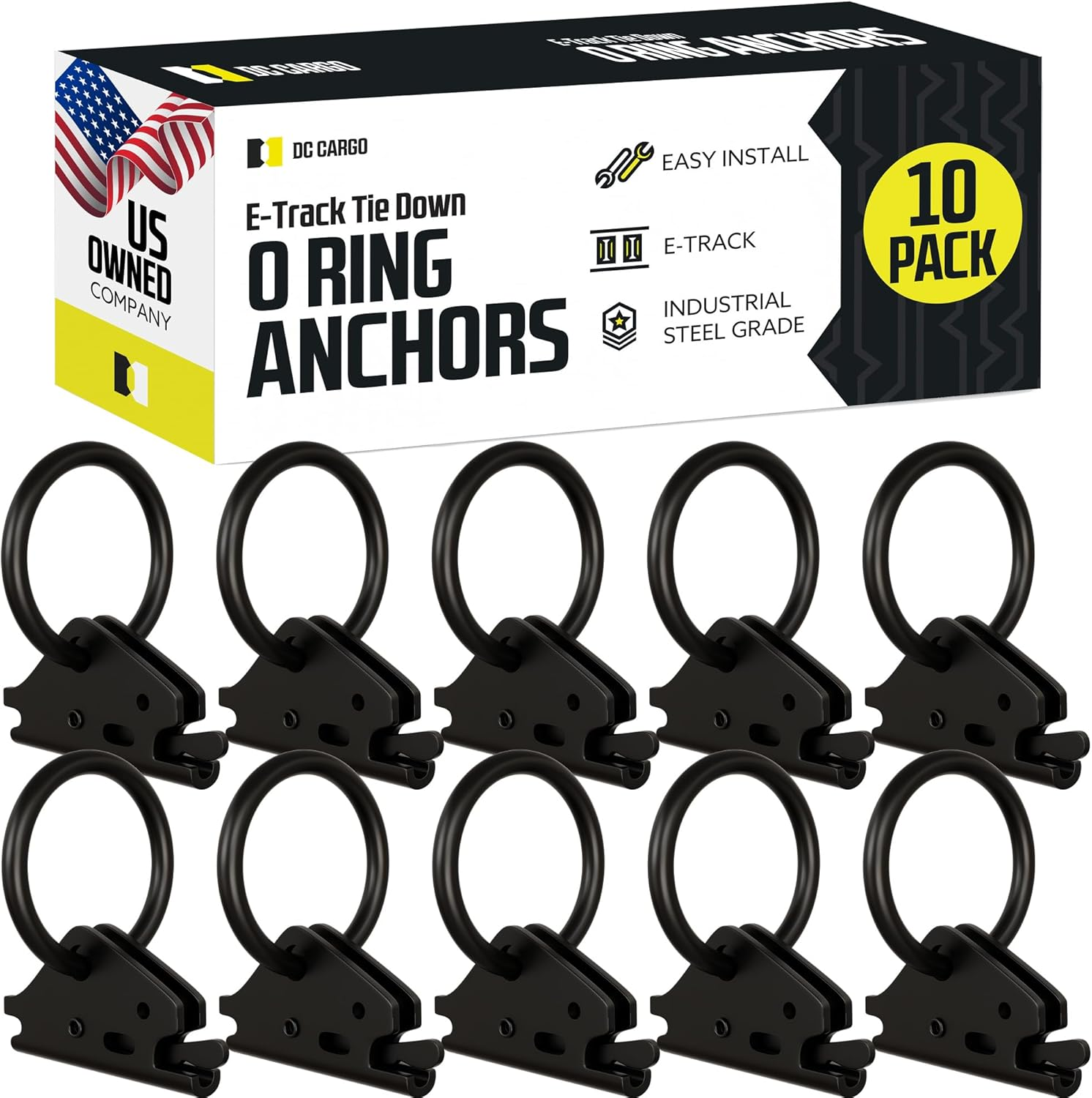 TEN Steel E-Track O Ring Tie-Down Anchors for Cargo Loads in Enclosed/Flatbed Trailer Truck (Etrack Rails Not Included) image number 2