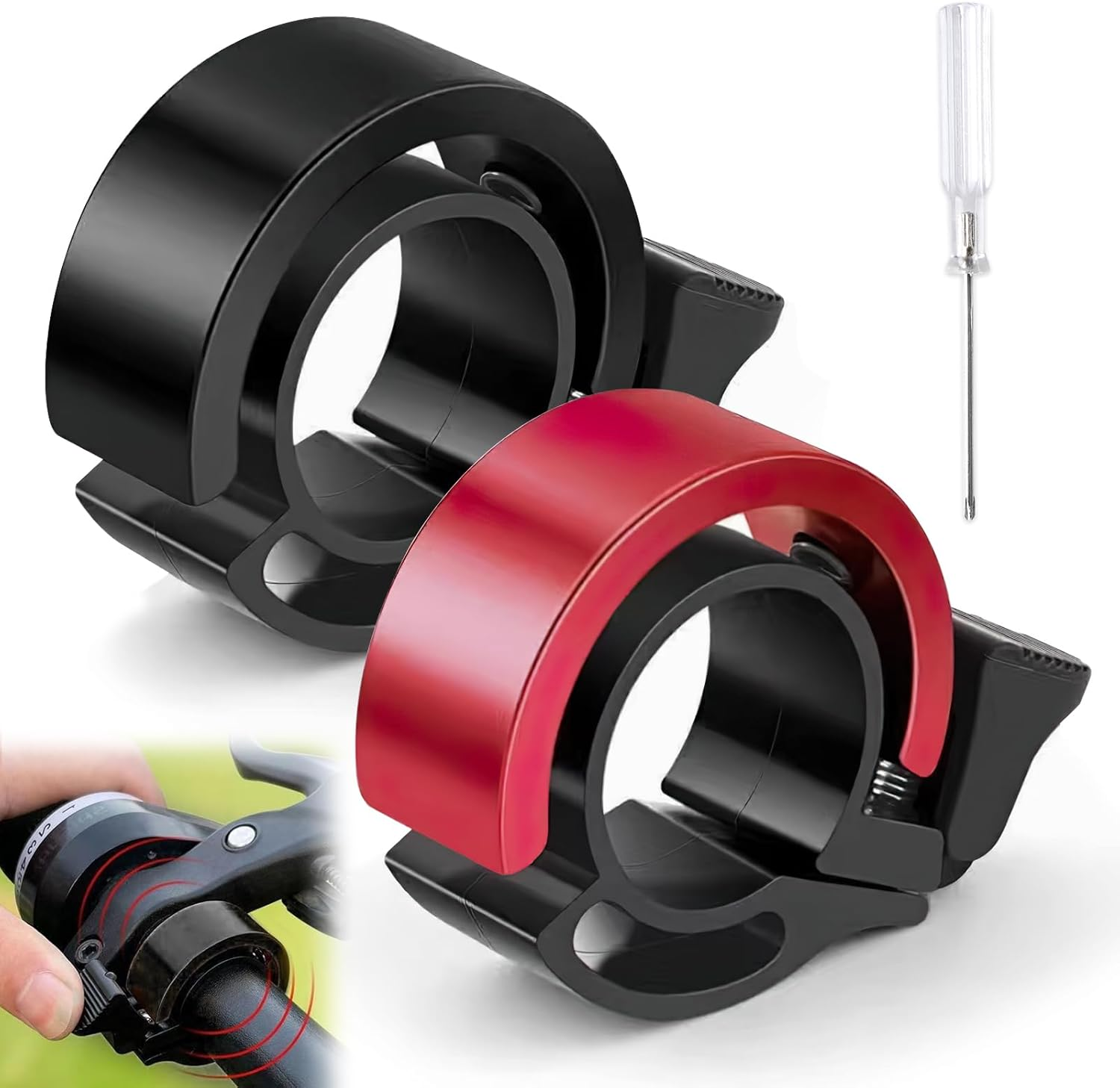 Premium Snail Bike Bell with Screwdriver, 2 Colour Options (Red/Black), Extra Loud & Clear Bicycle Bell for Mountain/Road/Bmx Bikes, Weatherproof & Easy Installation image number 5