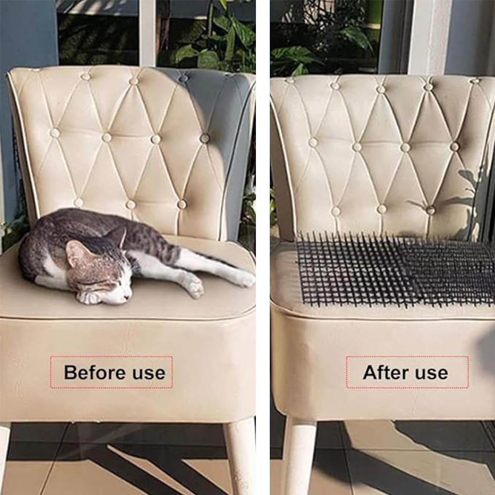 Cat Deterrent Scat Mat, 12 Pack Cat Spike Mat, Anti-Cat Network Cat Strips, 15X20Cm Cat Deterrent Mat for Indoor and Outdoor with 12 Staples 20 Cable Ties image number 2