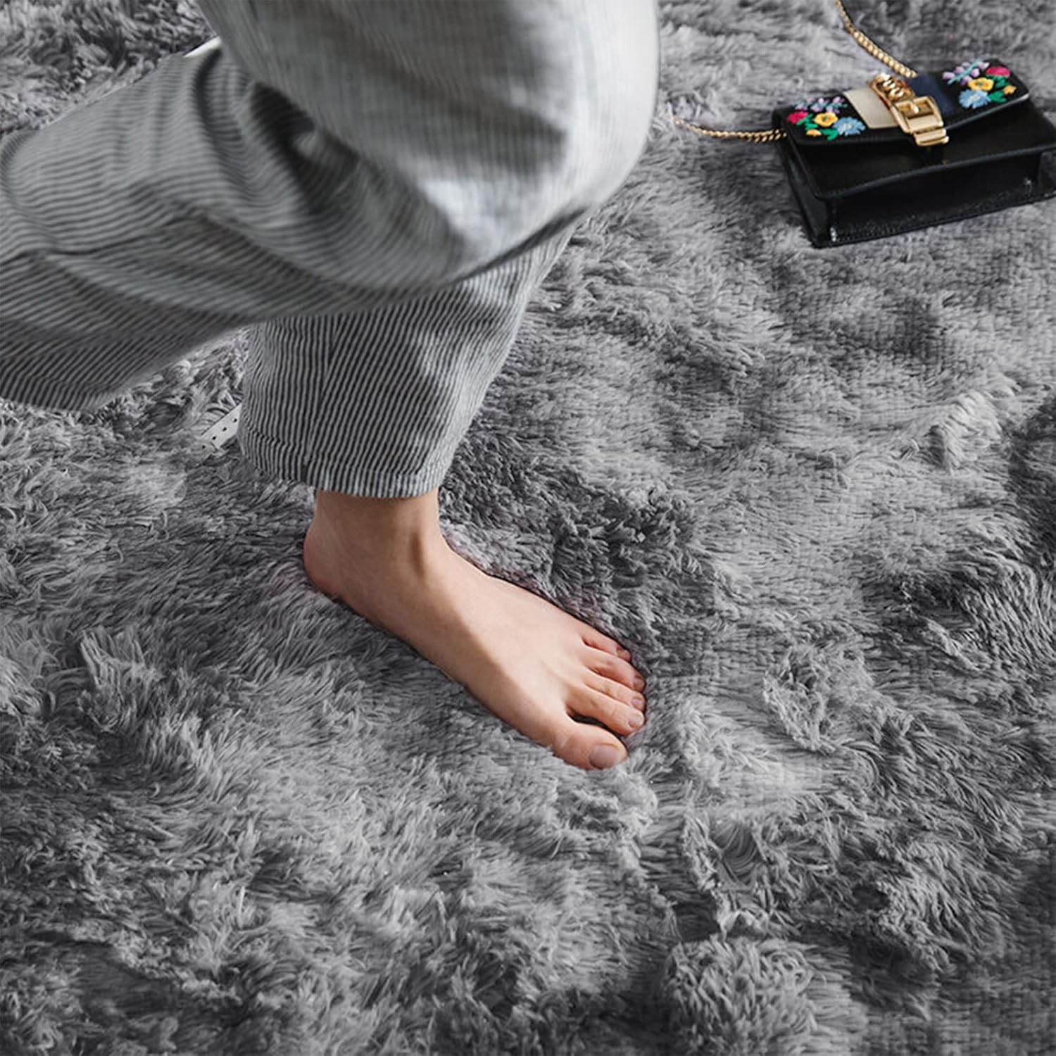 Large Fluffy Area Rugs, Soft Shaggy Rugs Carpets for Living Room Bedroom Dining, 200 X 230Cm Indoor Modern Non Slip Chair Mat Home Decor Carpet Floor Mat, Dark Grey image number 1