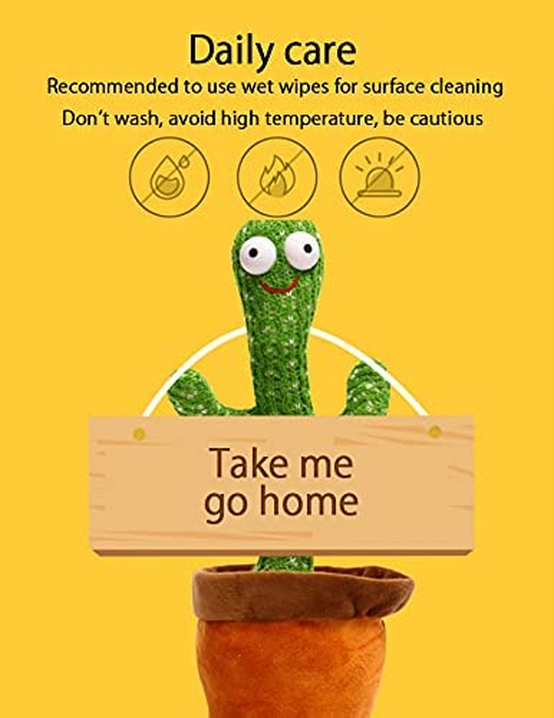 Luminous Dancing Cactus Plush Toy, Talking Cactus Mimicking Toy, Electronic Shake (Battery)