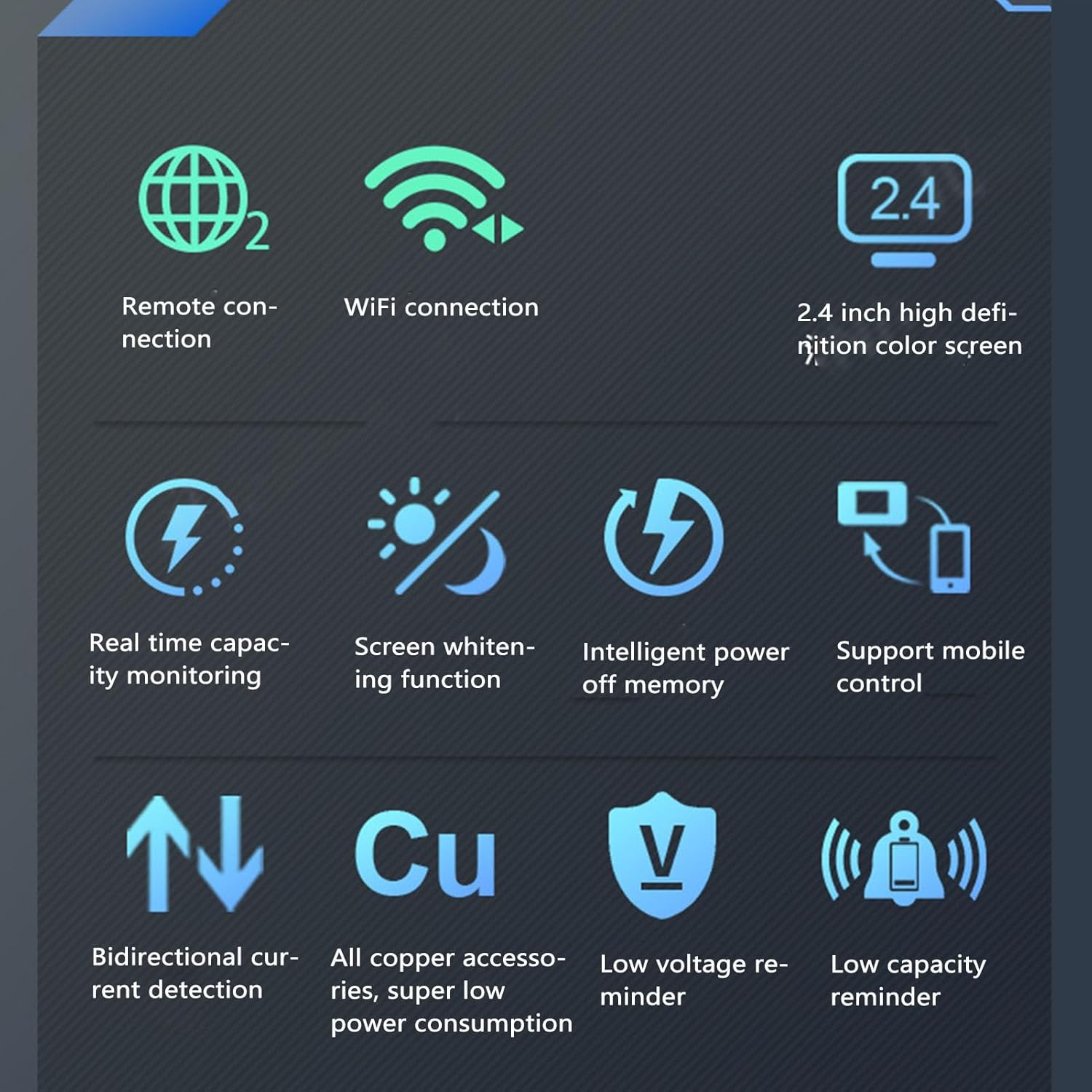 Wifi RV Coulomb Meter,Remote Monitoring,Battery Capacity Power Voltmeter 10-100V 100A,Optimized Interface,High Precision,Dark and Light Mode image number 6