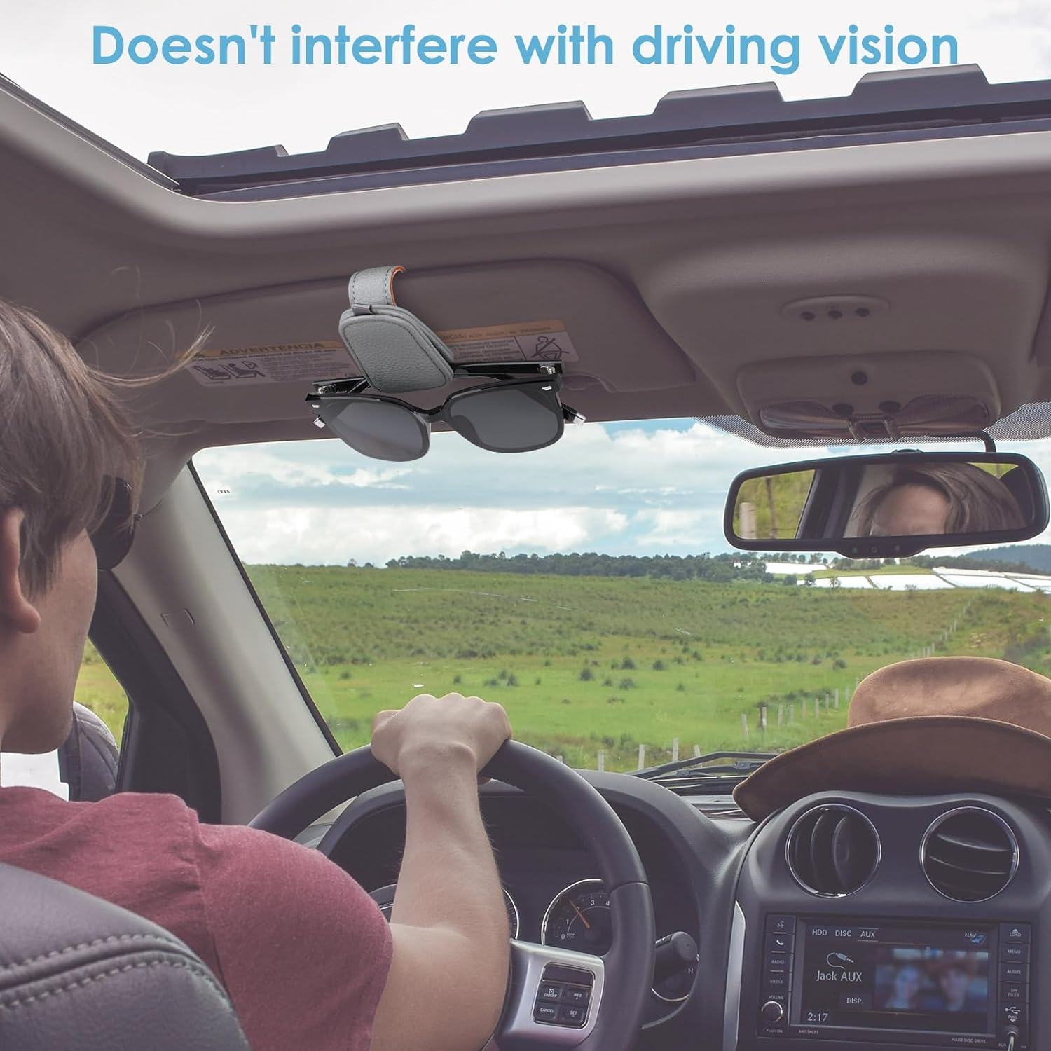 Simpeak 2Packs Sunglass Holders for Car Sun Visor, Magnetic PU Leather Glasses Hanger Clip for Car Sun Visor Car Accessories, Black+Grey