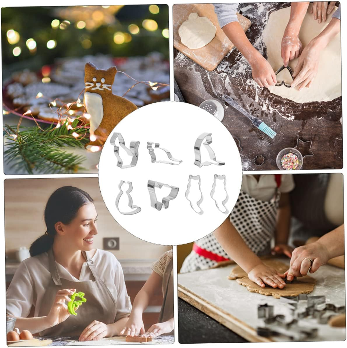 STOBAZA 8Pcs Cat Cookie Cutter Biscuit Cutters in Cat Shape Baking Tool for Lovers to Create Themed Cookies Random Style image number 5