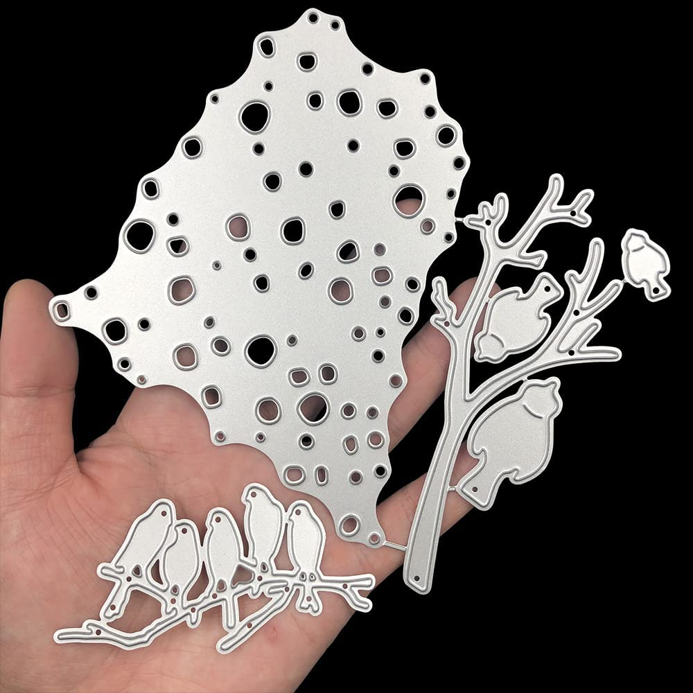 2 PCS Die Cuts for Card Making, AFUNTA Bird Tree Metal Die Cuts Bird Cutting Dies Supplies Embossing Stencils for DIY Scrapbook Album Decorative, Christmas Scrapbook Card Making image number 1