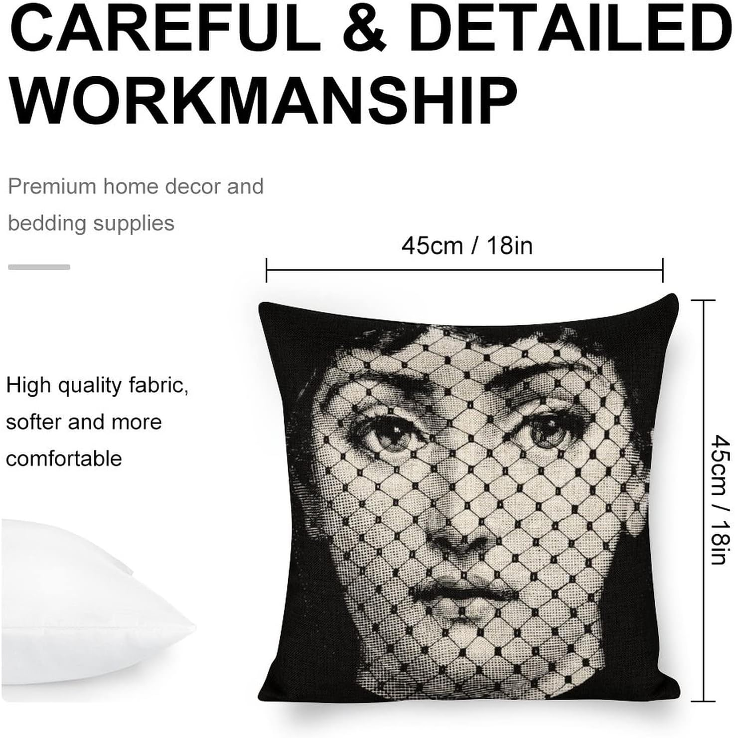 Lina Cavalieri Artificial Linen Throw Pillow Case, Decorative Cushion Cover Square Art Personalized Eye,Only Includes Pillowcase,18"X18"(45X45Cm),Style-1