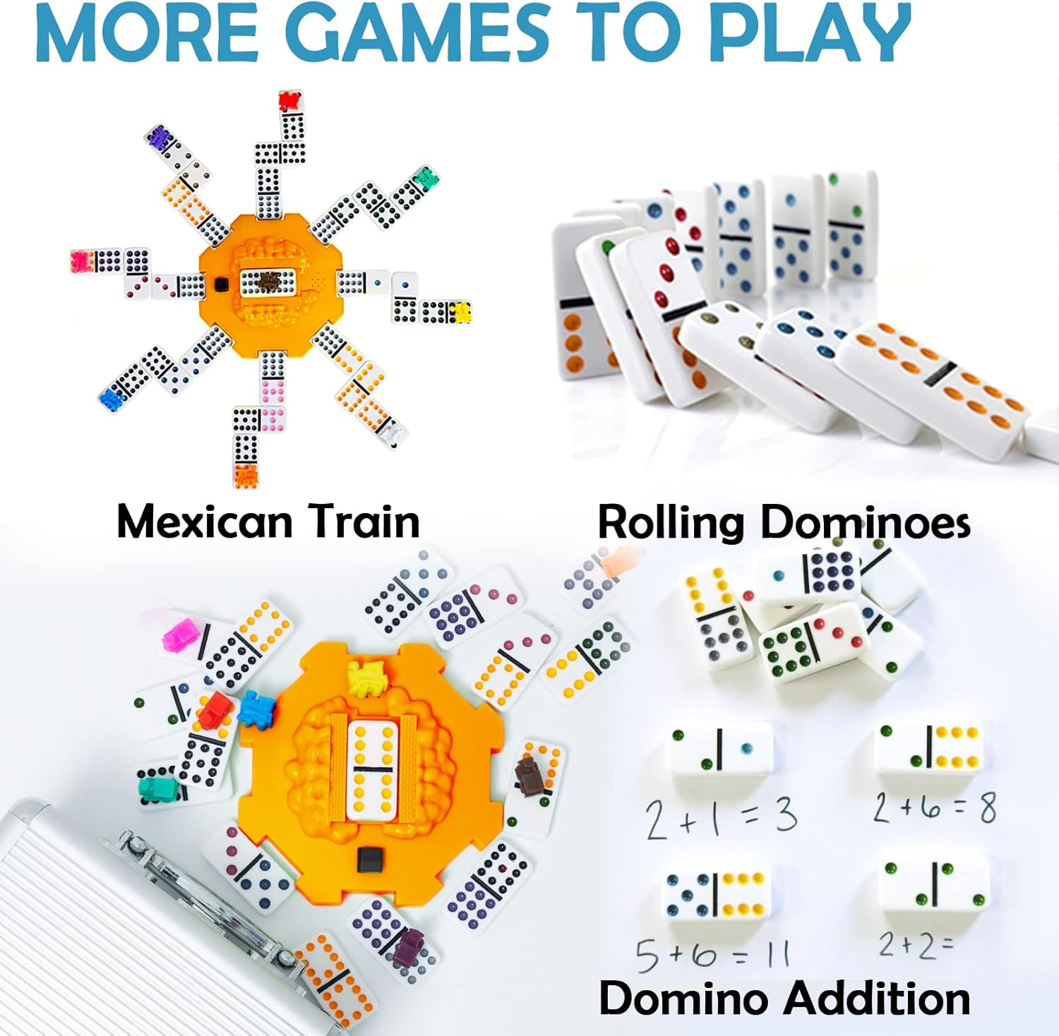Mexican Train Domino Set with Sound Effect, Yinlo Dominoes Set for Travel, 91 Tiles Double 12 Colored Dominoes Travel Game Set with Aluminum Case for Kids and Families