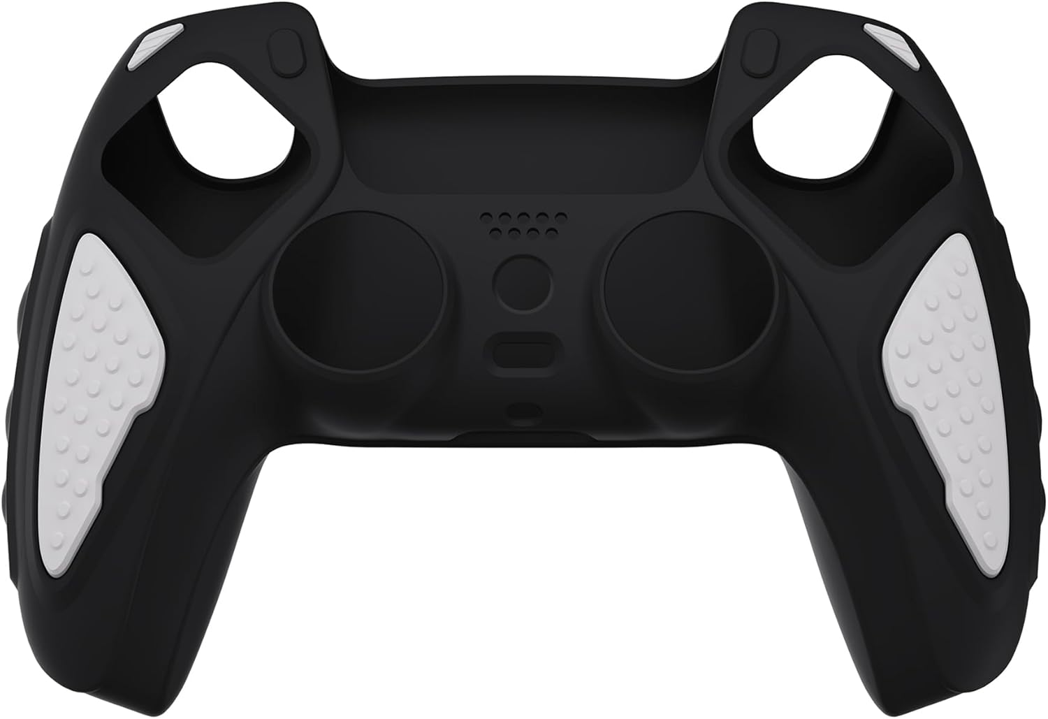 Playvital Knight Edition Black & White Two Tone Anti-Slip Silicone Cover Skin for Ps5 Controller, Soft Rubber Case for Ps5 Wireless Controller with Thumb Grip Caps