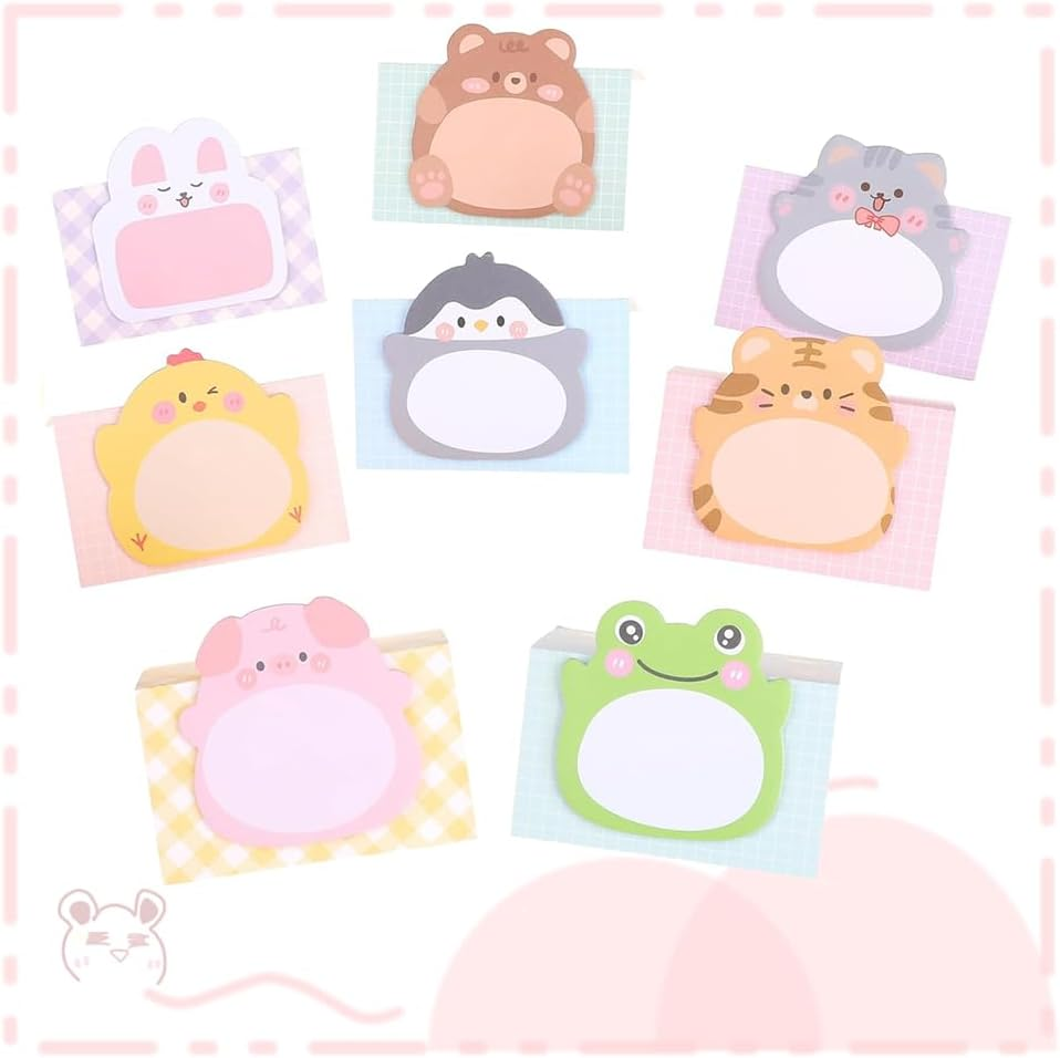16Pcs Sticky Notes Cartoon Animal, Cute Self-Stick Note Pad Set, Mini Sticky Notes Set, Animals Sticky Notes, Mini Sticky Notes, Self-Adhesive Notes,Cute Sticky Notes Cartoon Animal Sticky Memo Pads image number 2