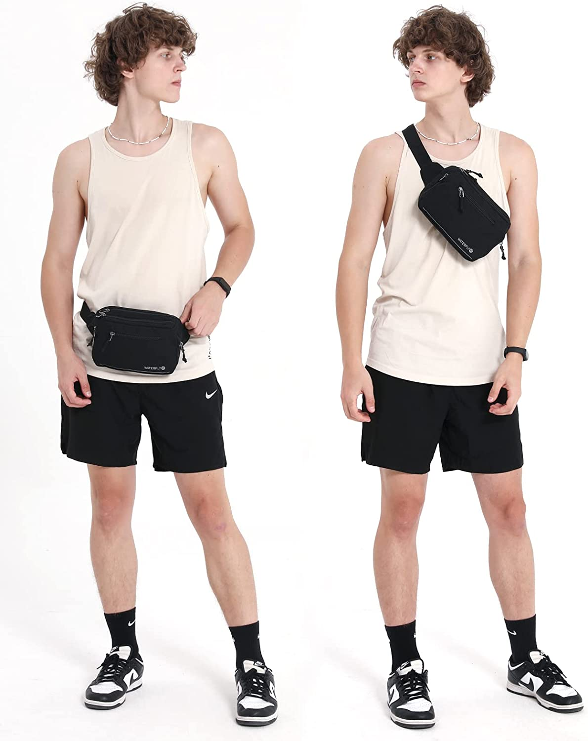 WATERFLY Large Crossbody Fanny Pack: Sports Walking Waist Bag Runner Belt Bum Bag Hip Fannie Pack Woman Man for Hiking Jogging image number 5