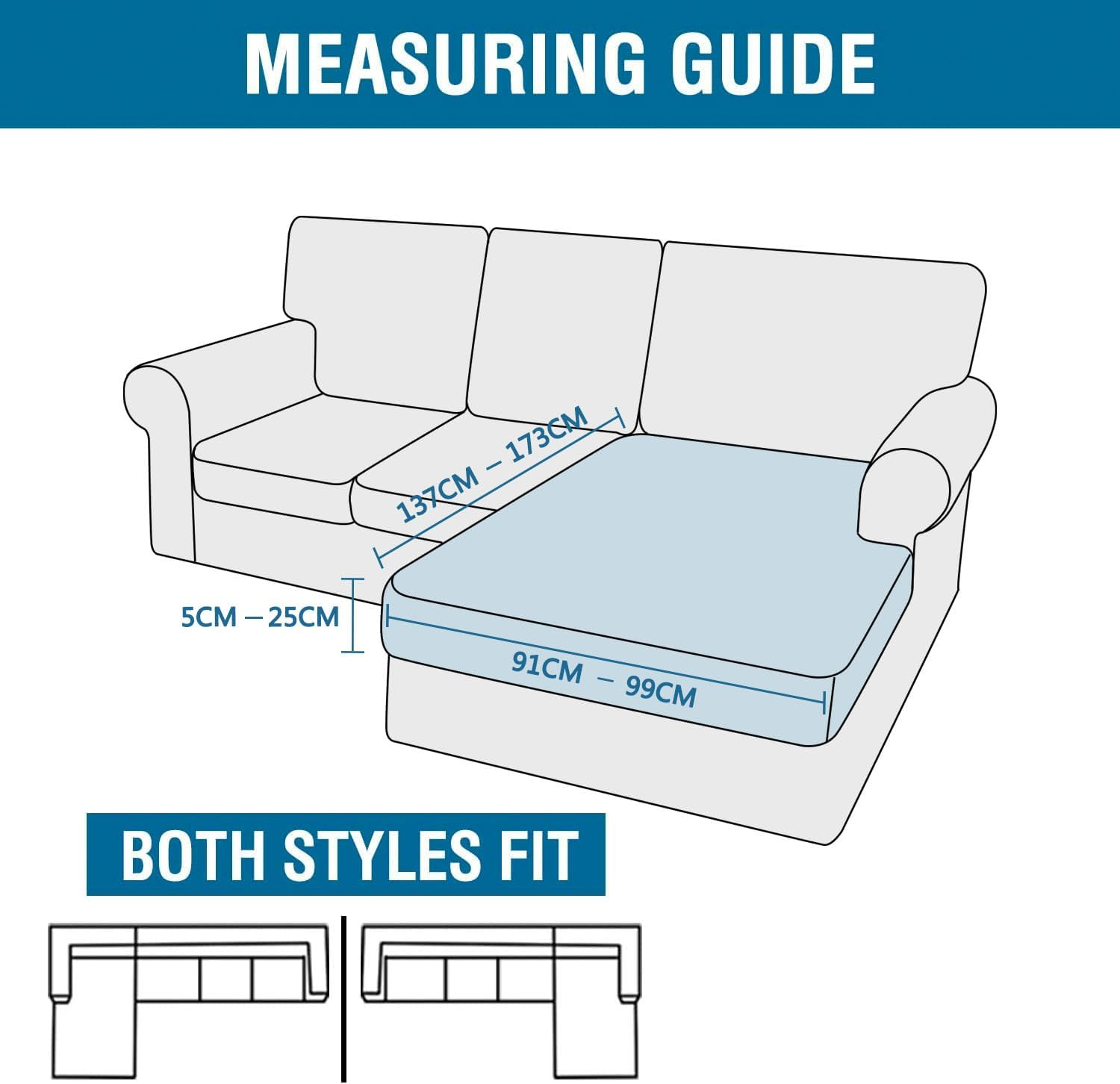 H.VERSAILTEX Sectional Couch Covers 1 Piece Chaise Slipcover L Shape Separate Cushion Couch Chaise Cover for Both Left/Right Sectional Couch, Taupe