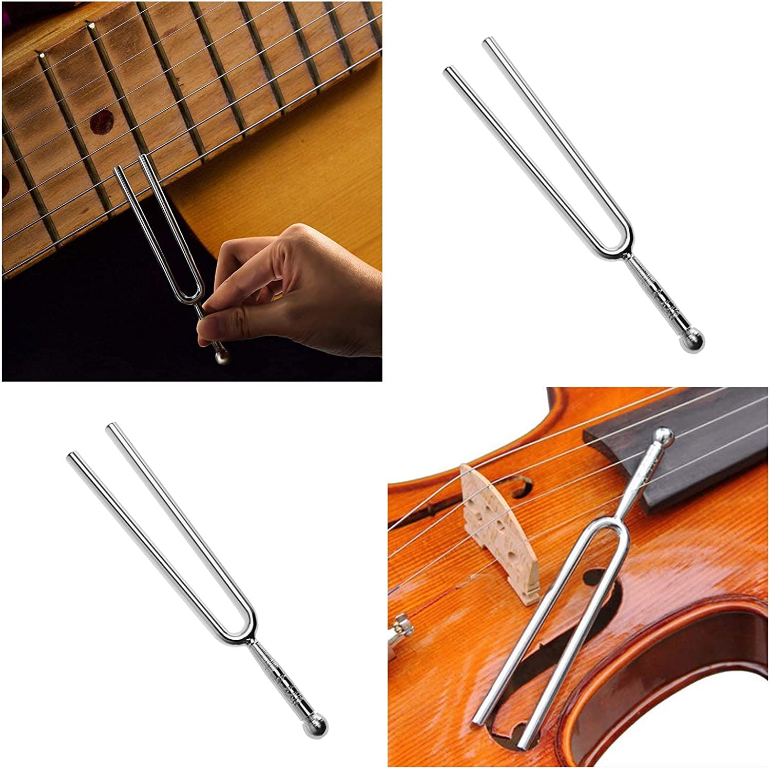 SING F LTD 2PCS A440Hz Tuning Fork Stainless Steel Music Tuning Fork Standard Tuning Fork with Ball on Handle for Violin Guitar Instrument image number 2
