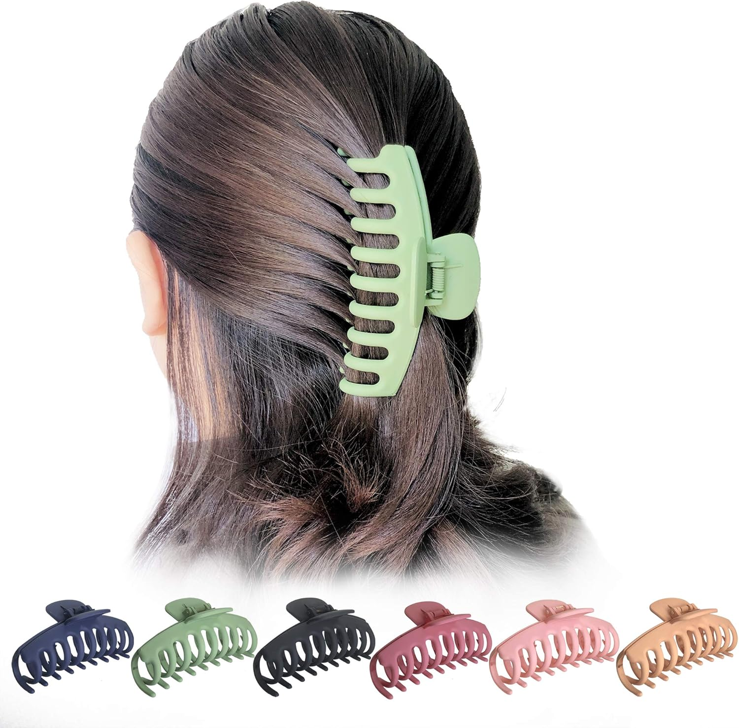 OWIIZI Hair Clip, 4.3 Inches Matte Large Hair Claw Clips Non-Slip Ponytail Jaw Barrette Strong Hold Banana Jumbo Claw Clips for Women Long Thick Hair - Green image number 4