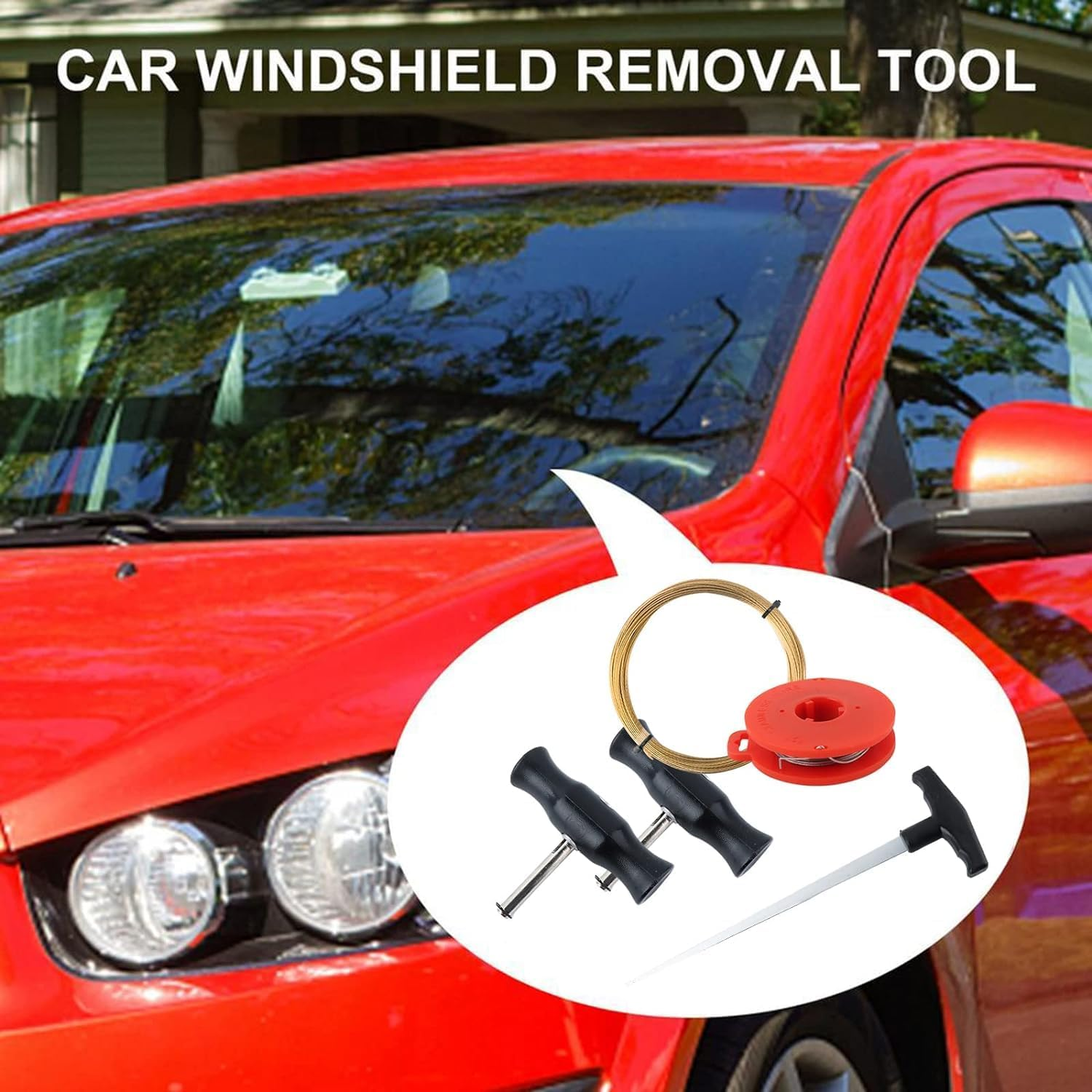 QKTYB Windscreen Chip Repair Kit Windshield Removal Tools Kit Windscreen Window Glass Cutting Wire W/Handles for Car Tool Kit 5&times;Universal Windshield Tool Kit Windshield Disassembly Tool image number 4