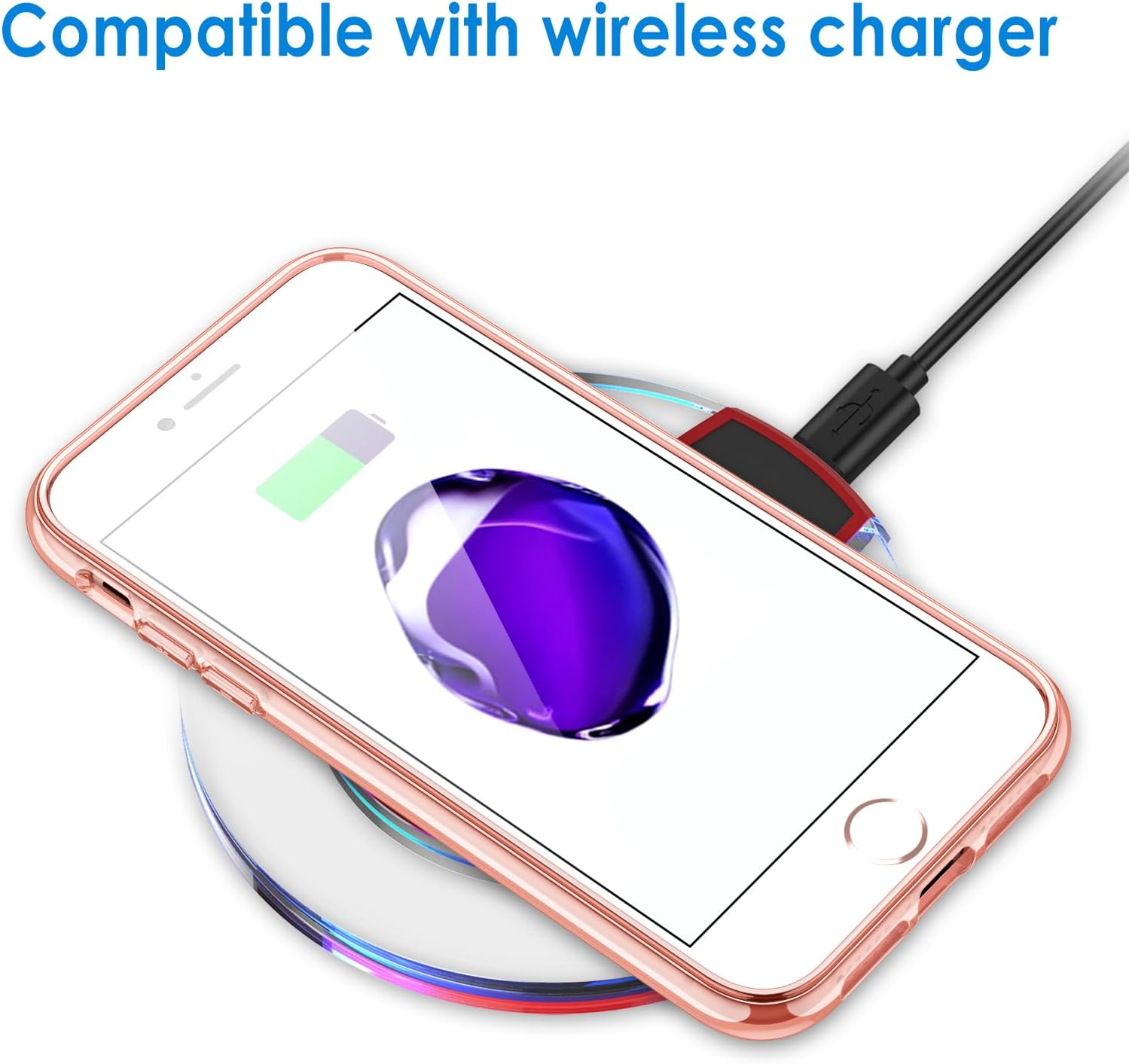 Jetech Case for Iphone 8 plus and Iphone 7 plus 5.5-Inch, Non-Yellowing Shockproof Phone Bumper Cover, Anti-Scratch Clear Back (Rose Gold) image number 2