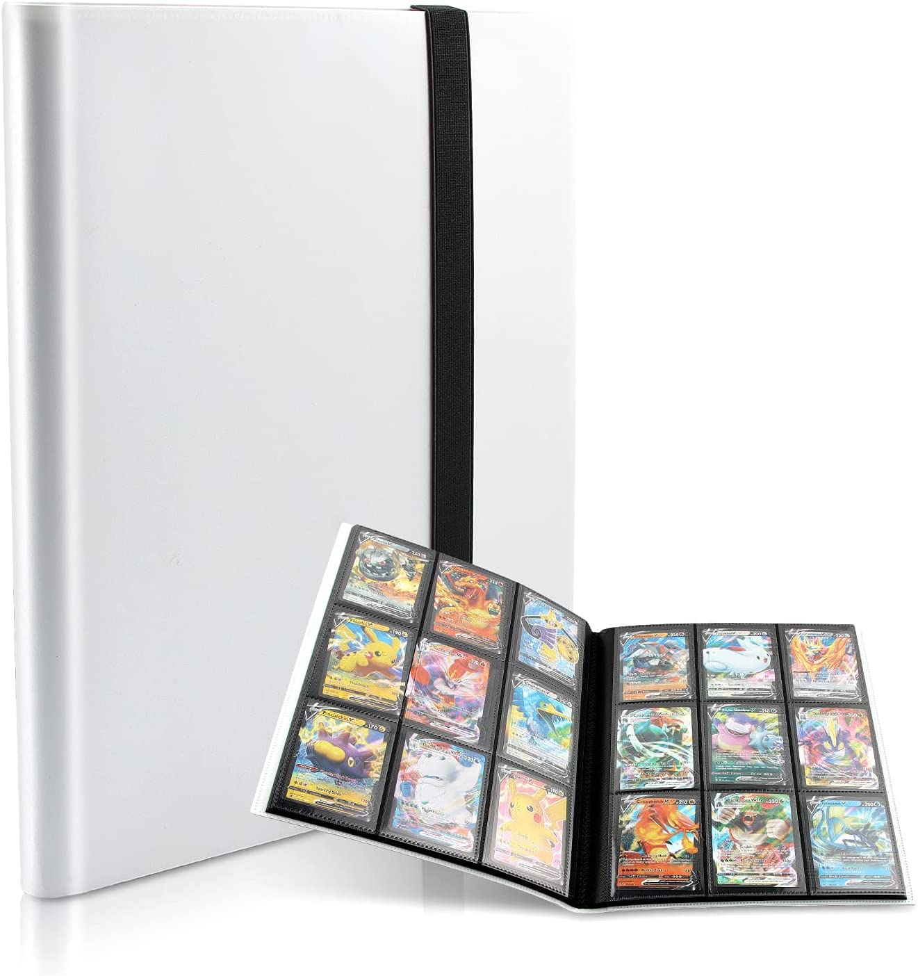 Card Holder, 9 Pocket Card Folder, A4 Size Card Binder, Max for 360 Cards(White) image number 4