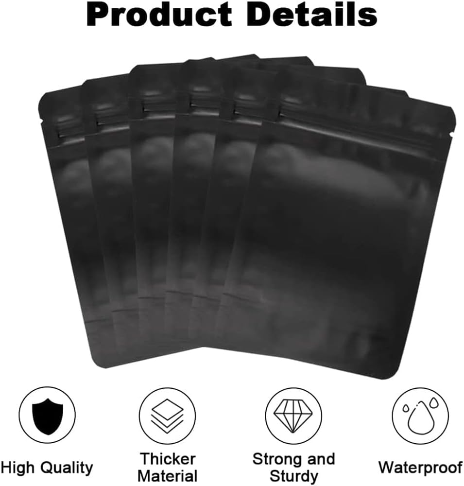 100PCS 7X10Cm Black Aluminum Bag Mylar Foil Pouch Heat Sealer Food Storage Package Bags image number 3