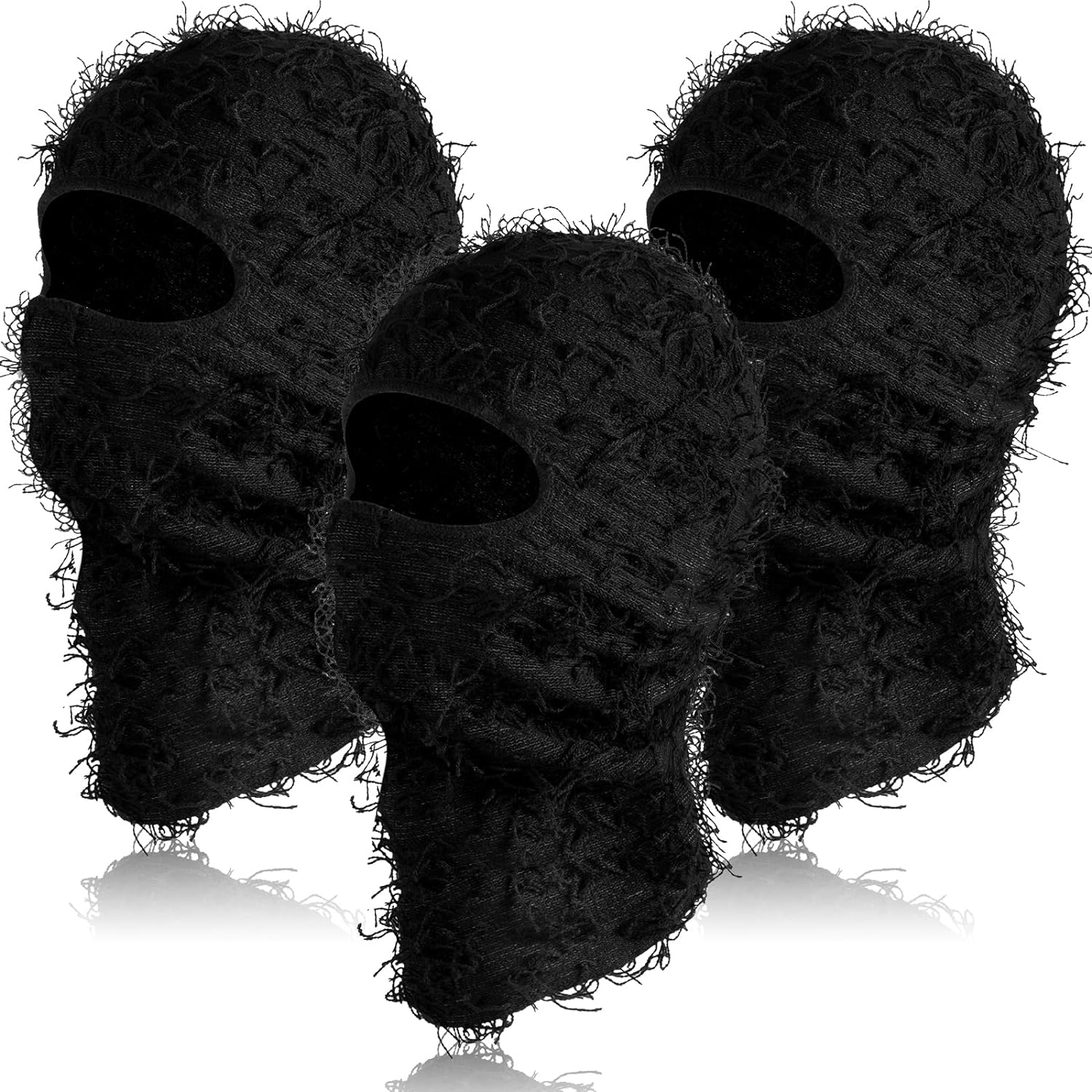 Newcotte 3 Pcs Distressed Balaclava Full Face Ski Mask Cool Knitted Balaclava Windproof Ski Mask for Men Women Cold Weather