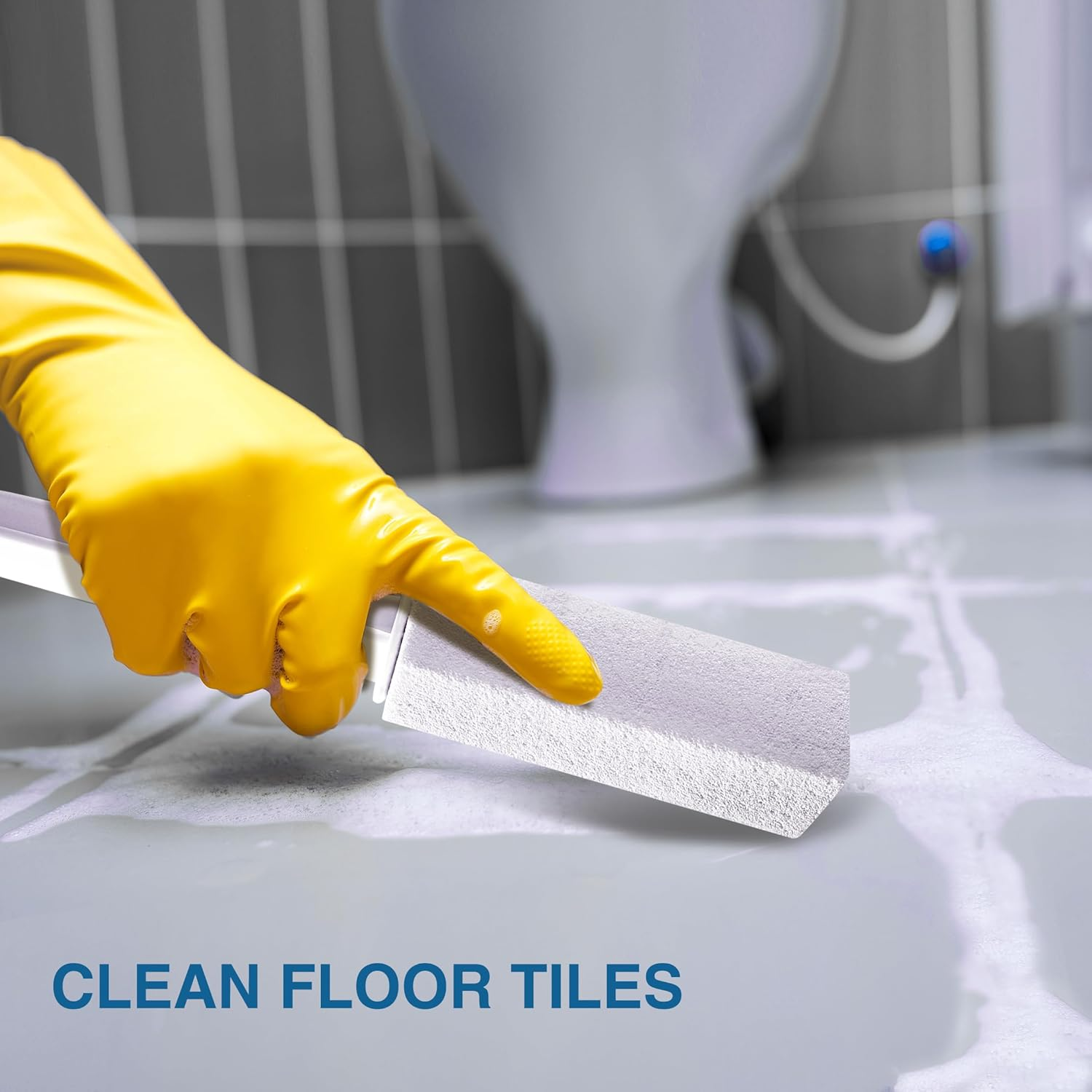 （2Pack） UNOD White Cleaning Pumice Stone with Handle，Toilet Bowl Cleaner，Removing Hard Water Stain Ring。Clean up the Stains on Tiles, Bathrooms & Pools. (4, W)