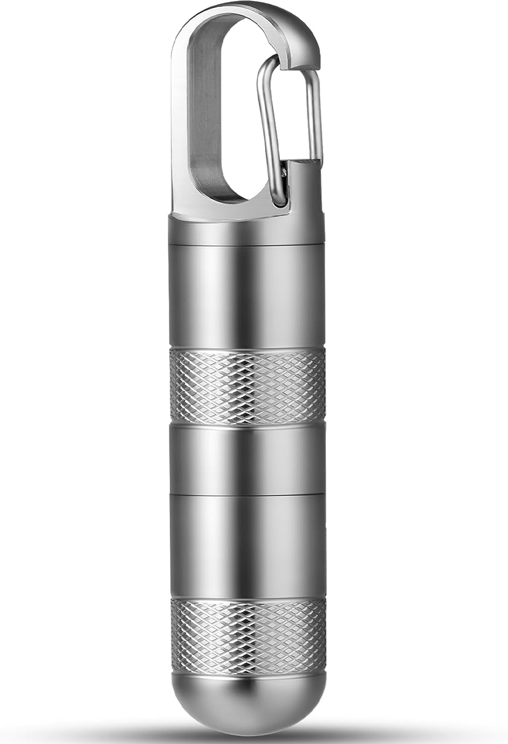 TISUR Small Titanium Pill Case, Keychain Pill Holder Travel Pill Box Container Multitool EDC Every Day Carry for Men (Gray Titanium Small - 1.06 Inch)