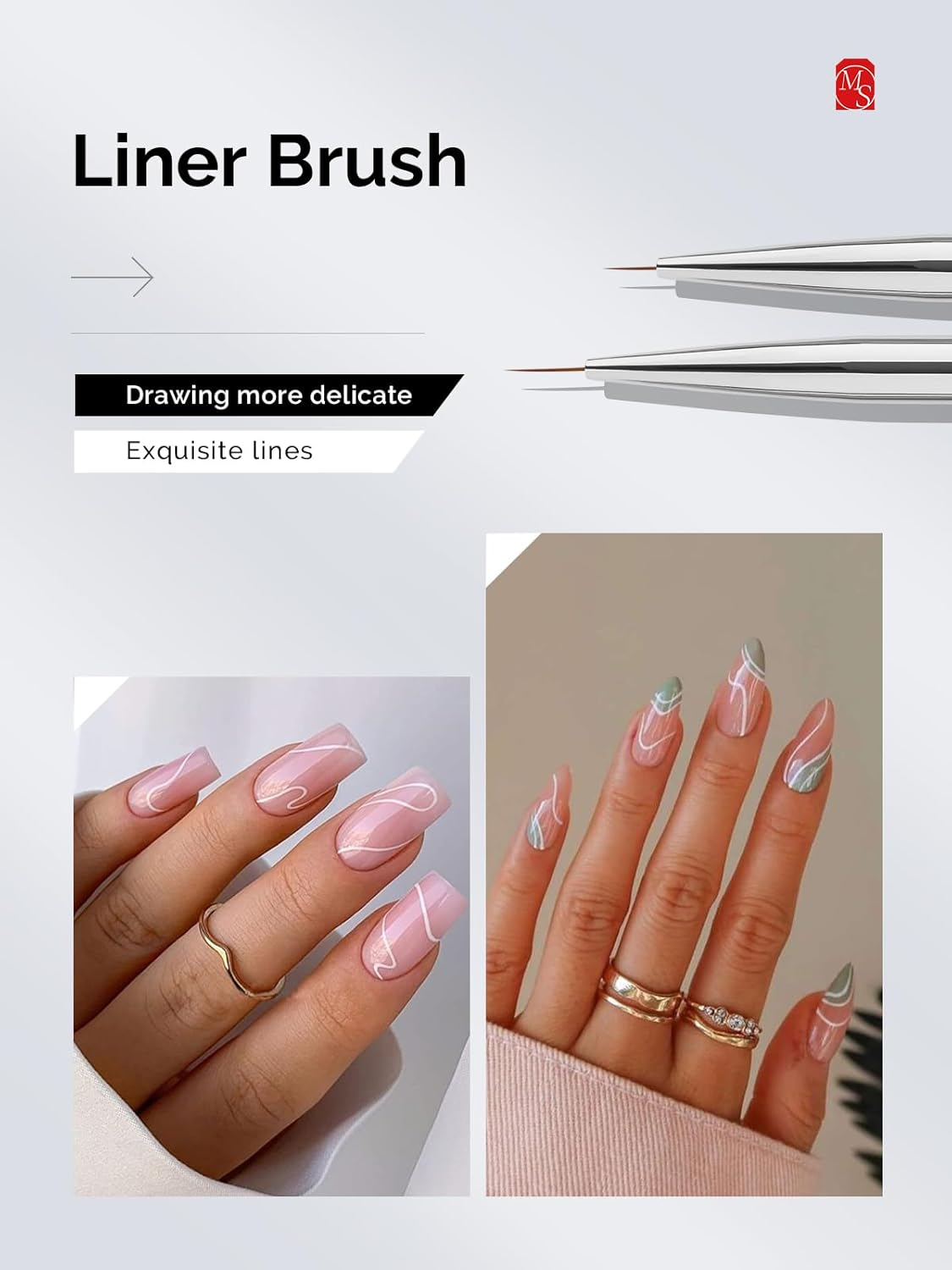 Melodysusie Nail Art Brushes Set,6Pcs Professional Pen,Nail Art Tools Kit with Painting Dotting Line Pen for Gel Polish Nail Design Nail Carving French Nails for Home DIY Salon Use image number 4