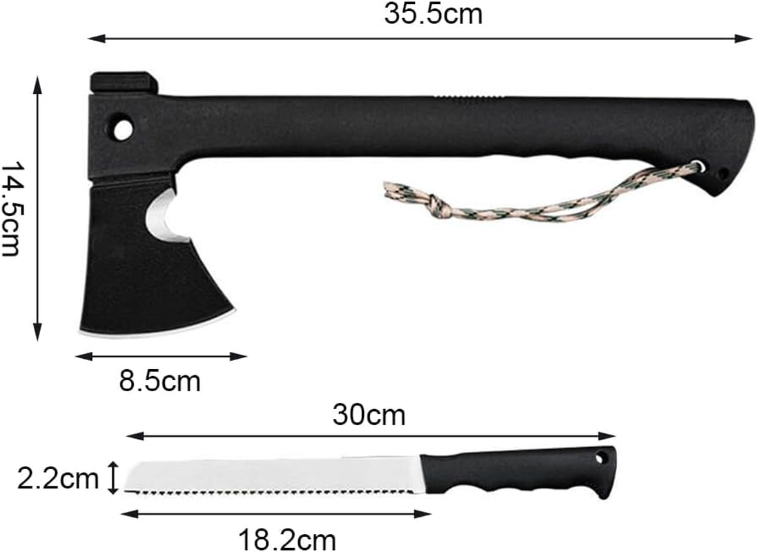 Camping Axe Kit, Survial Hatchet with Multitool Durable Materials, Engineer Axe Sharp Blade Non-Slip with Plastic Hatchet Sheath, Survival Whistle, Saw image number 6
