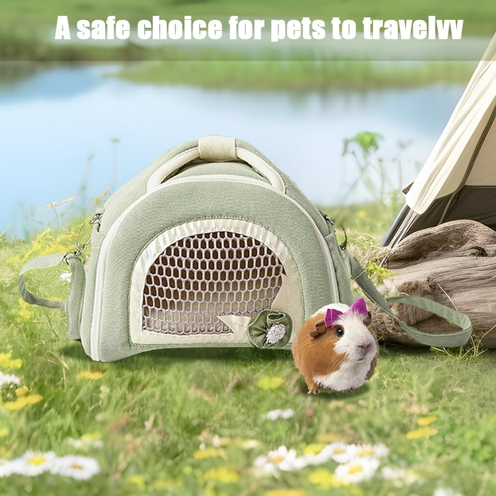 Small Animal Travel Bag,Guinea Pig Carrier,Hamster Carrier Bag,Animal Case,Breathable Animal Space,For Chinchilla Hamster Bird Bunny Hedgehog Sugar Glider Gerbil Ect. image number 4