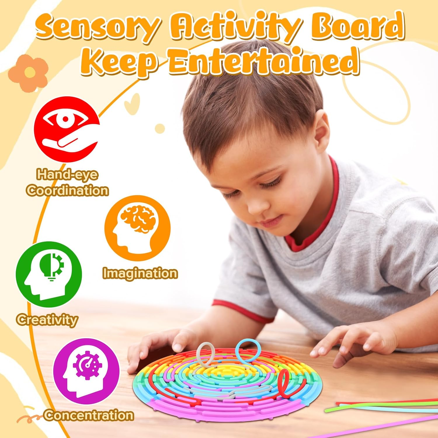 Large Size 7.9'' Push Peel Sensory Activity Board with Storage Bag Silicone Double-Sided Sensory Fidget Board Toys for Kids Adults Stress Relief Calming Anxiety Focus Travel Essentials - Rectangular - 11Cm X 17Cm image number 3
