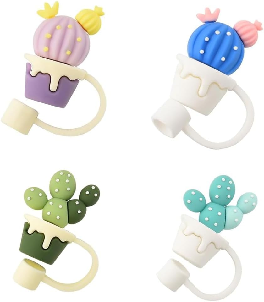 THJOPOKEEL 4Pcs Cactus Straw Plugs, Silicone Drinking Straws Drinking Straw Caps Reusable Silicone Straw Caps for 6-8Mm Straw Tips Protection Sleeve, Drinking Pipe Cover Cute Topper image number 6